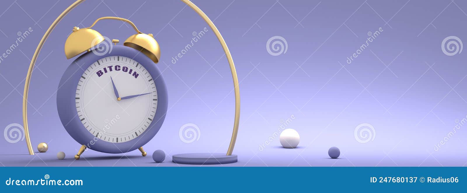 Cryptocurrency Concept. Alarm Clock with Bitcoin Text. 3D Render Stock  Illustration - Illustration of technology, blockchain: 247680137