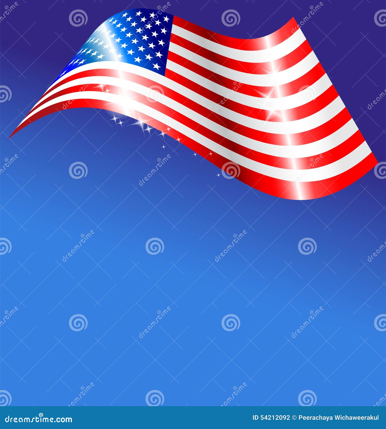Abstract American Flag on Blue Background Stock Vector Illustration