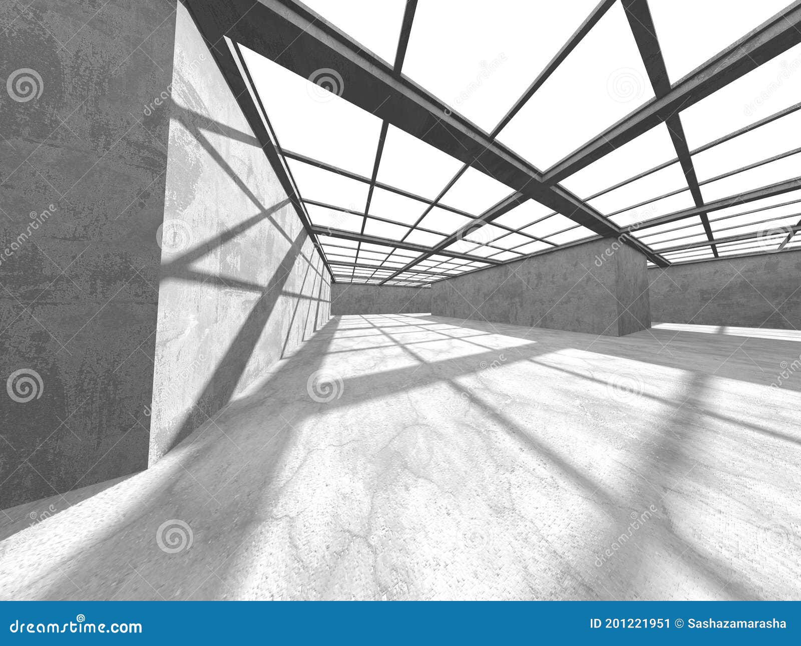 Abstract Architecture Background. Empty Rough Concrete Interior Stock