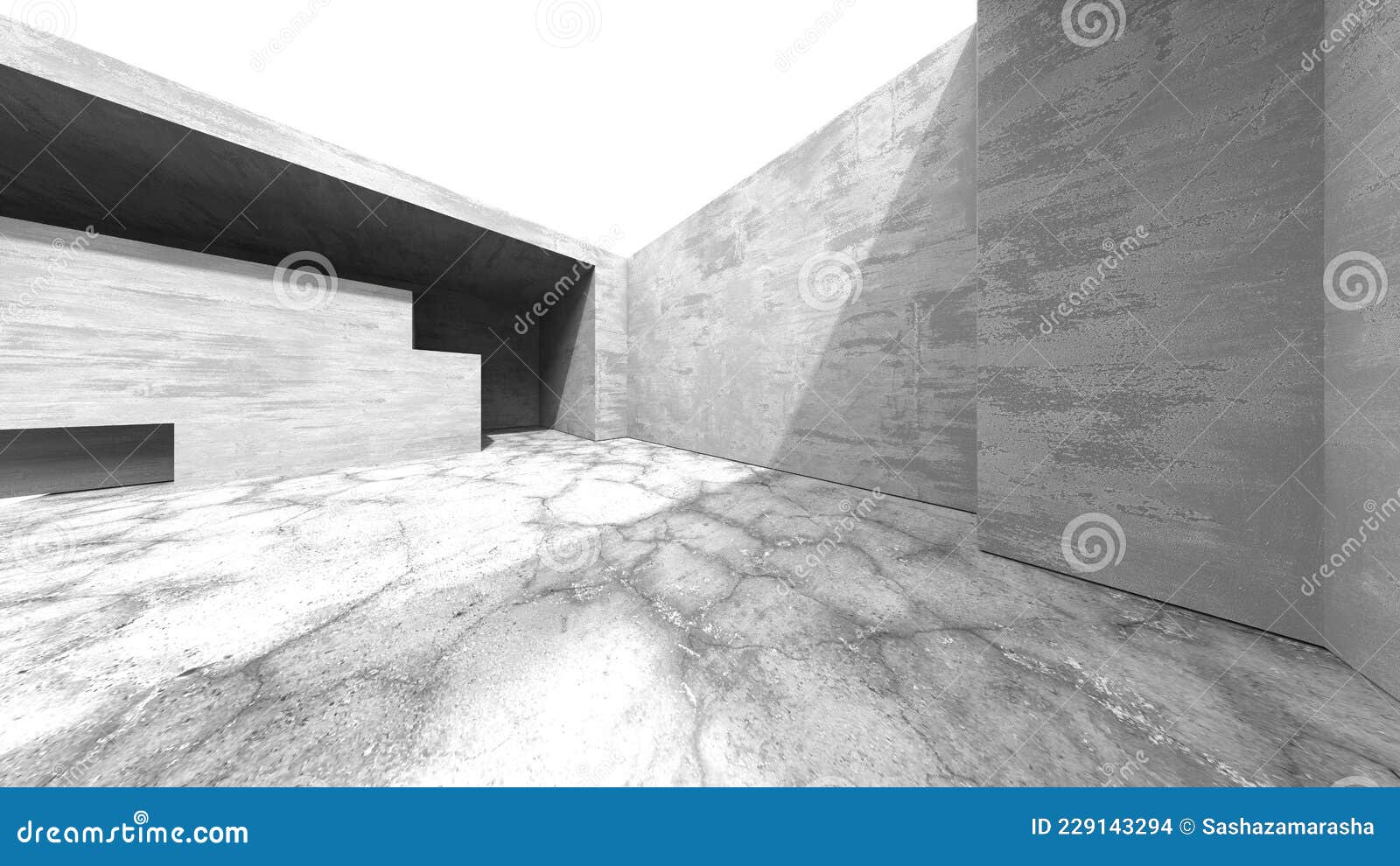 Abstract Architecture Background. Empty Rough Concrete Interior Stock