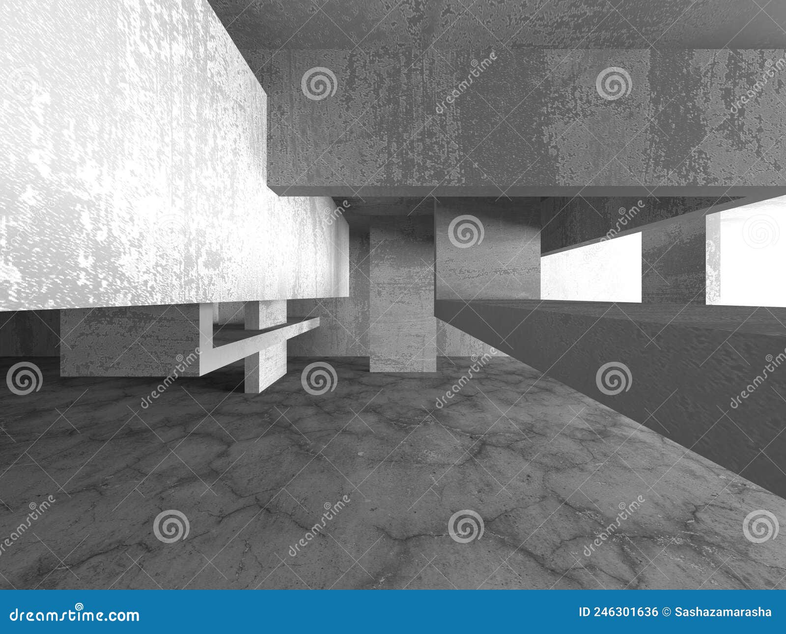 Abstract Architecture Background. Empty Rough Concrete Interior Stock