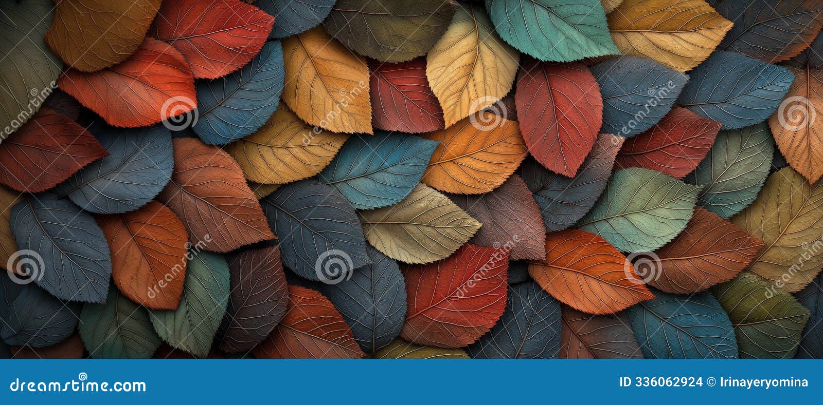 abstract arrangement of multicolored leaves, izing nature, autumn, and organic textures. concept of seasonal