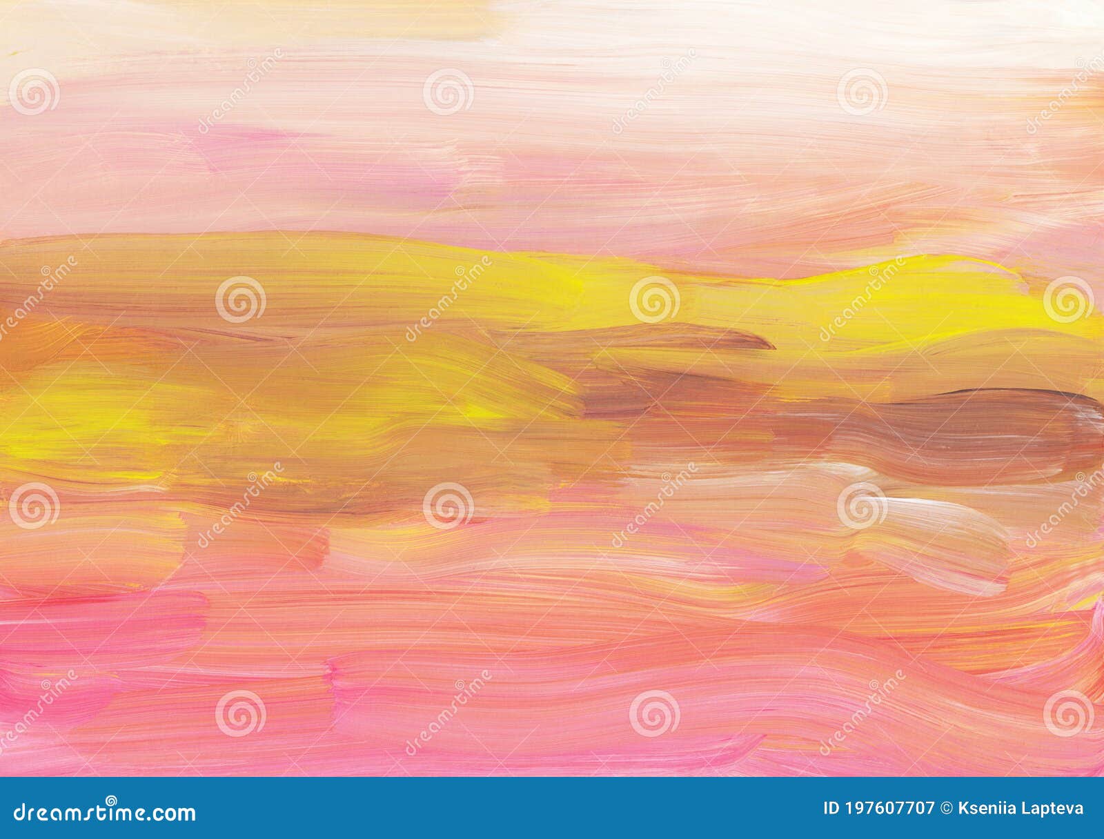 Abstract White & Yellow Oil Paint Brush Stokes Texture Background