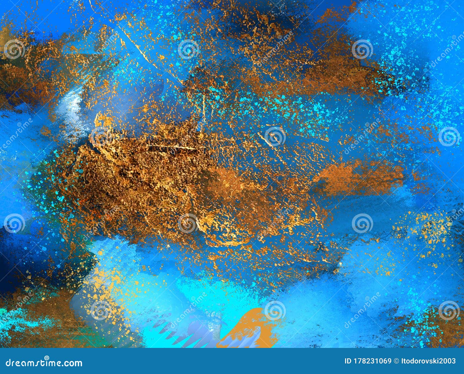 Abstract Art Blue and Gold Colors Stock Illustration Illustration of
