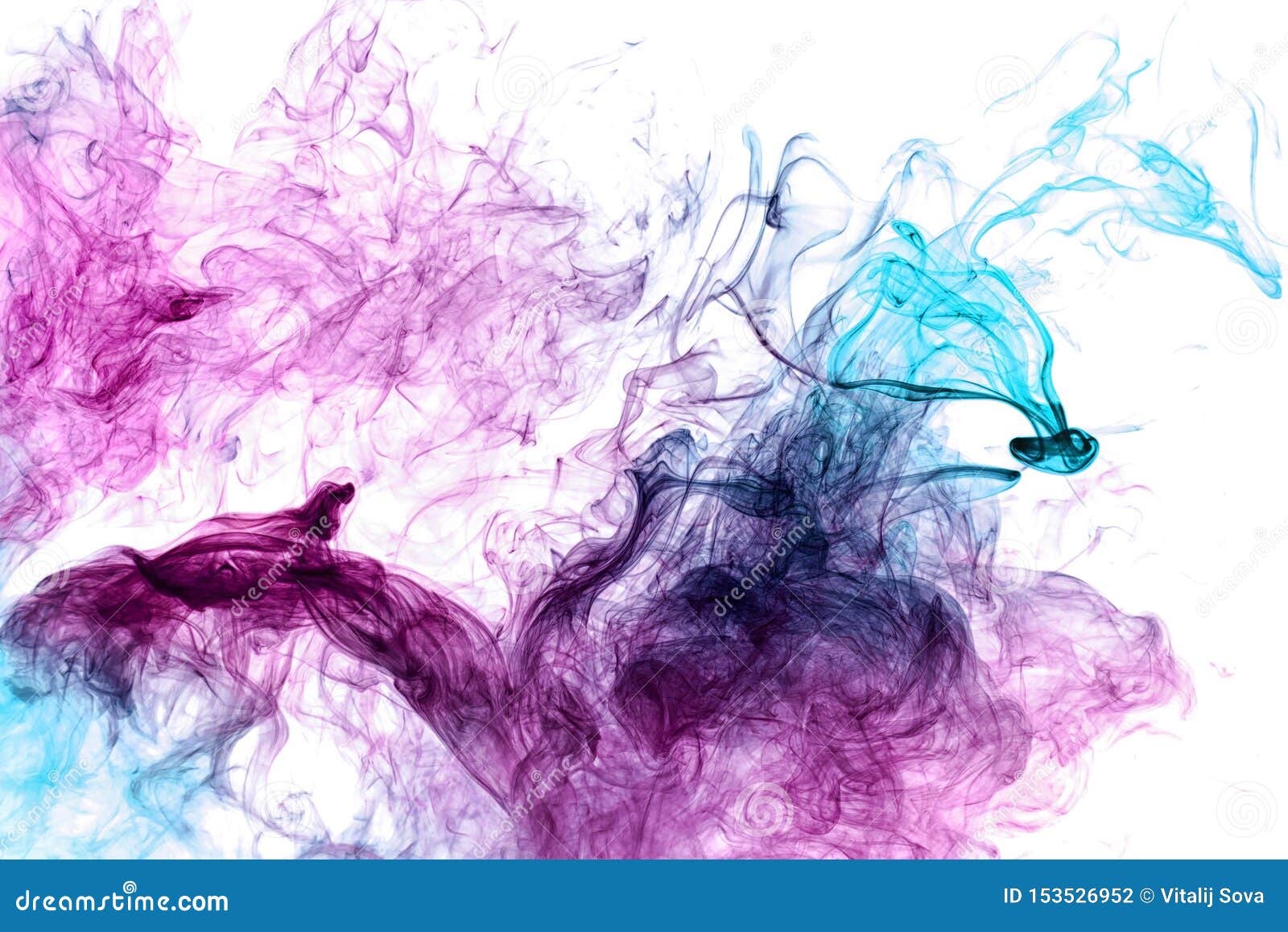 Abstract Art Colored Blue and Pink Smoke on Black Isolated Background ...