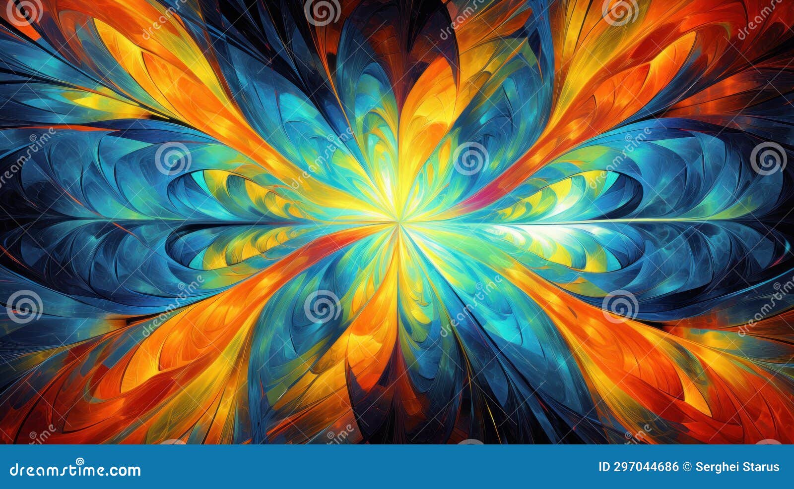 Abstract Art, Colorful Flower Design, AI Stock Photo Image of geometric, curve 297044686