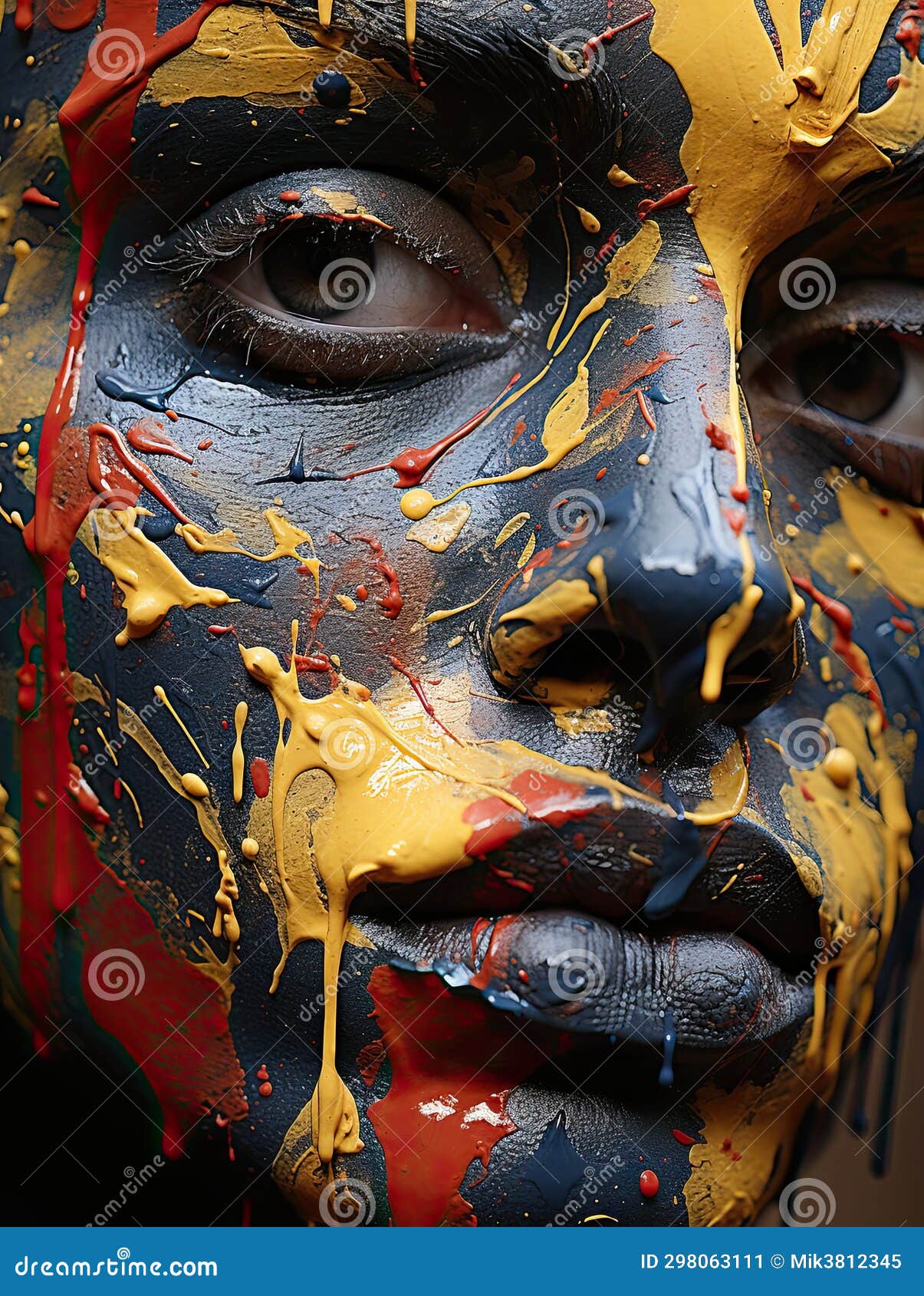 Abstract Art. Face with Colorful Paints Stock Illustration