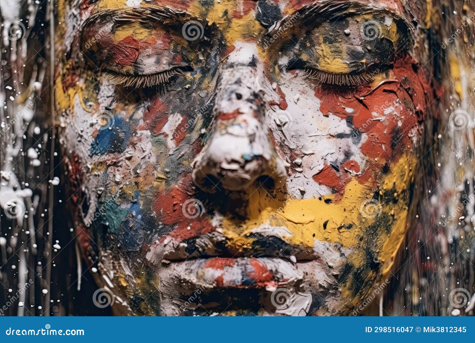 Abstract Art. Face with Colorful Paints Stock Image Image of paints
