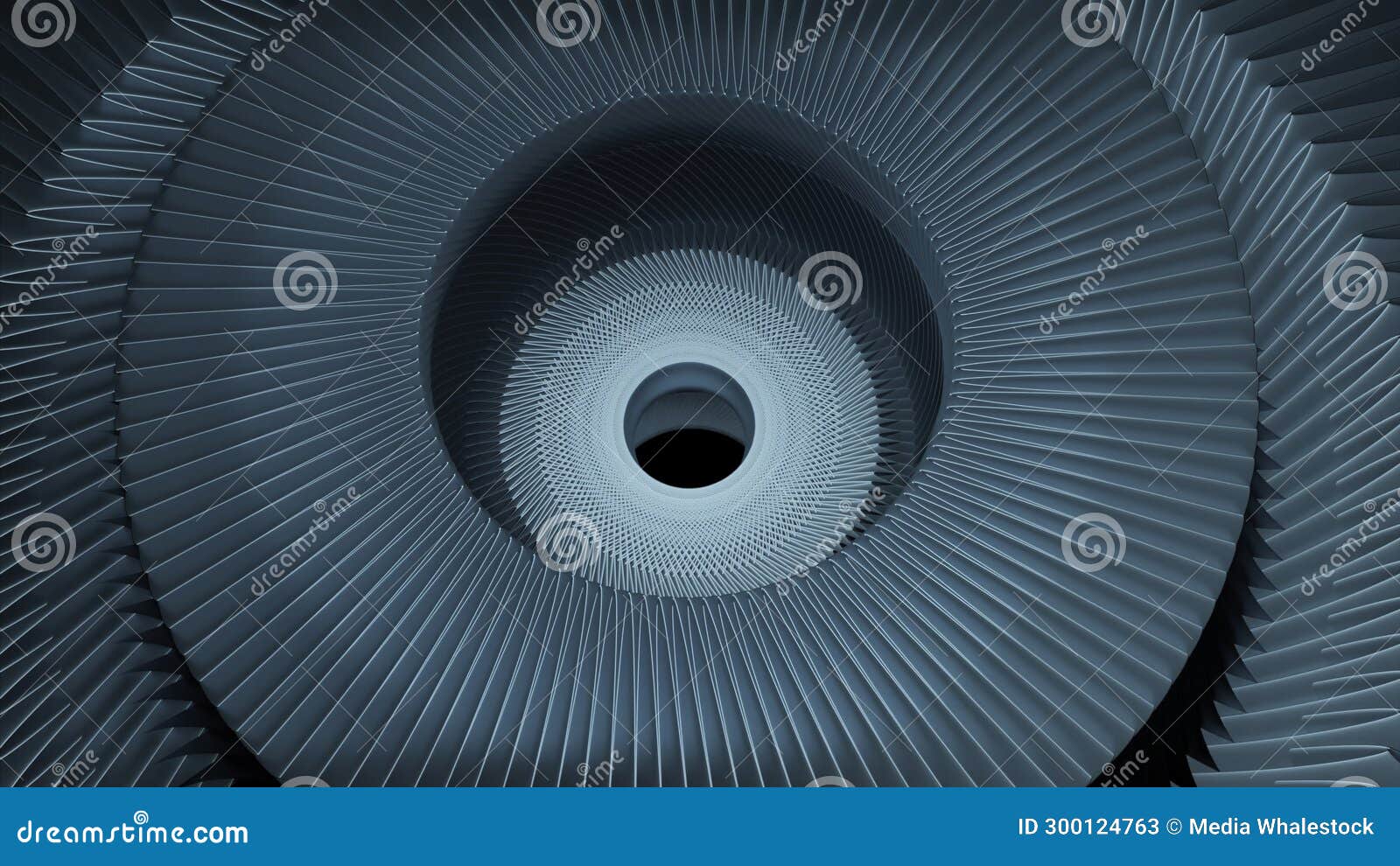 abstract art monochromatic animation of concentric circles looking like an eye. . blue pulsate in a wavy way.