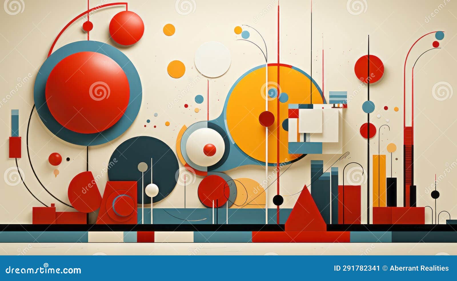 Abstract Art with Red Blue Yellow and Orange Circles Stock Illustration