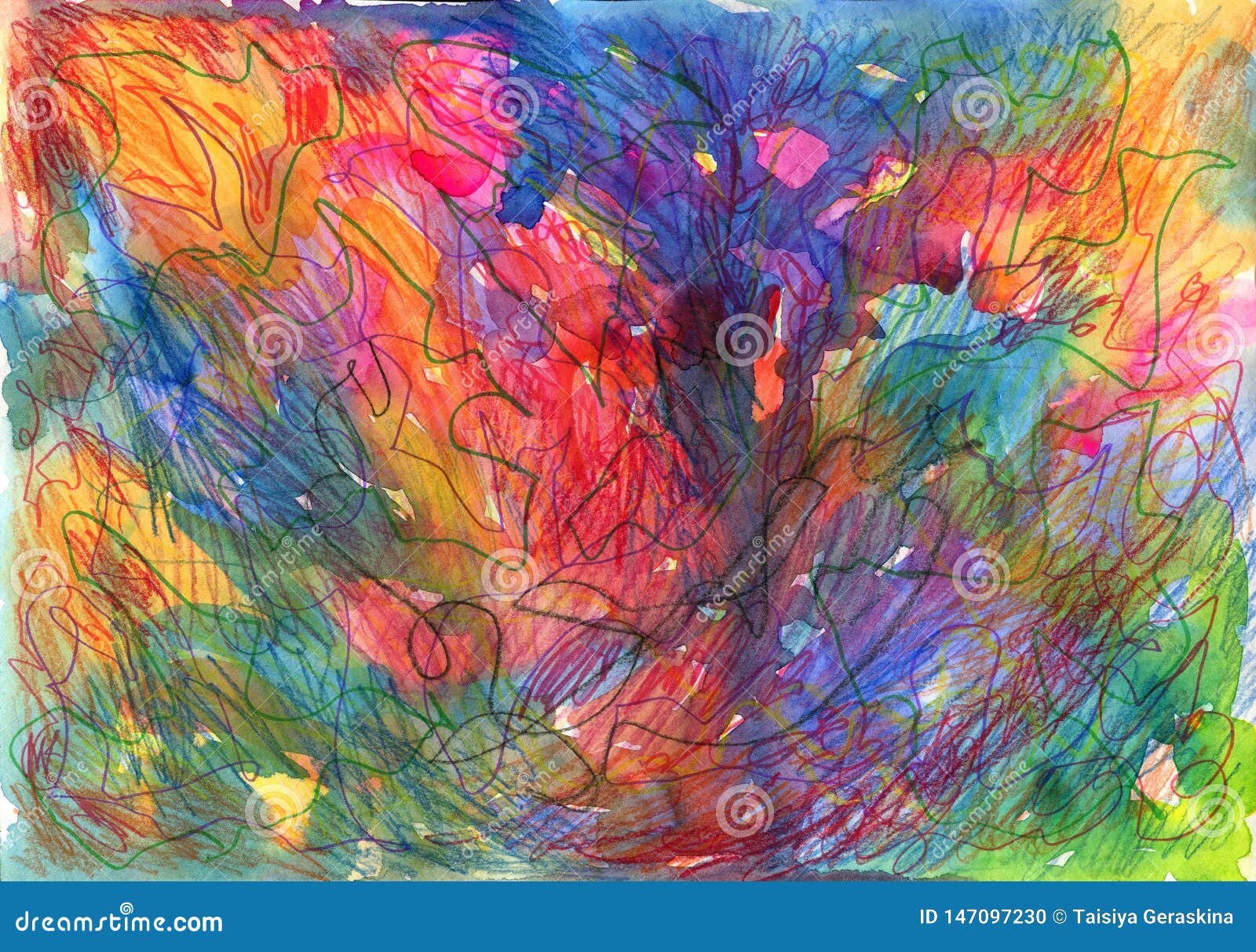 Abstract Art. Watercolor And Pencils Texture. Colorful Background Stock Illustration - Illustration Of Graphic, Spectrum: 147097230