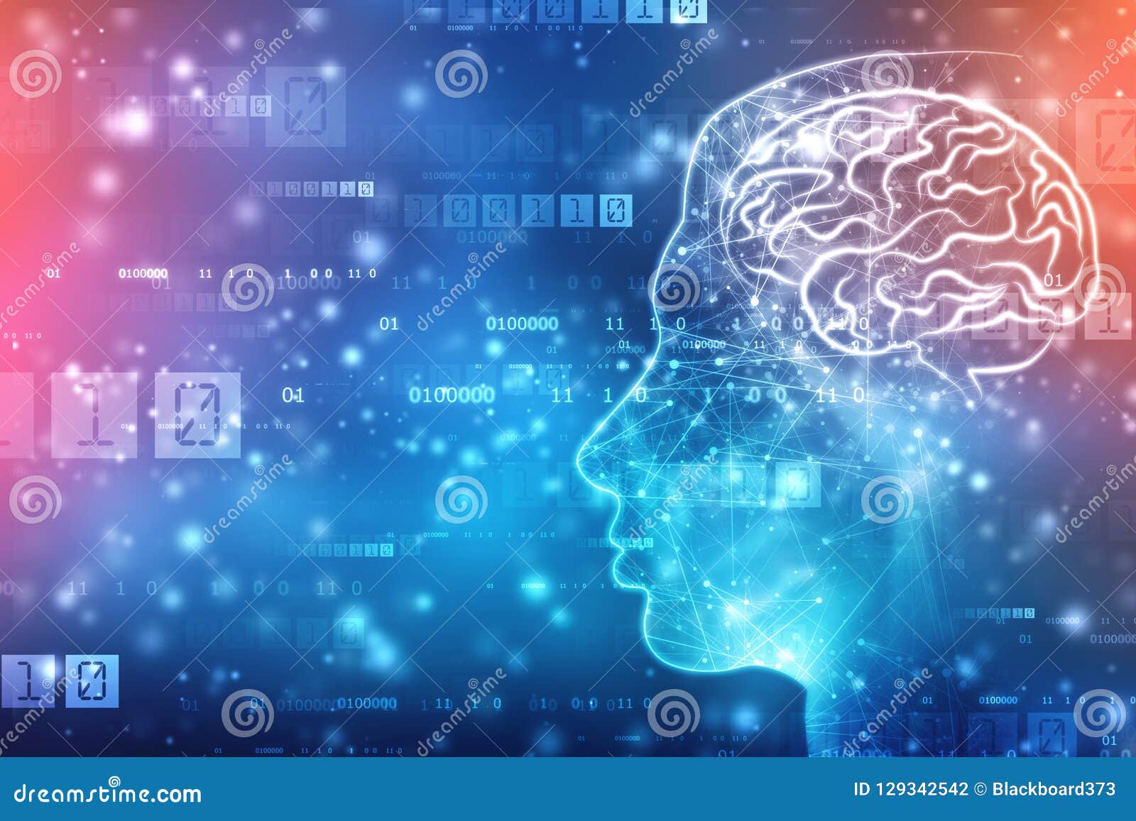 abstract artificial intelligence. creative brain concept, technology web background