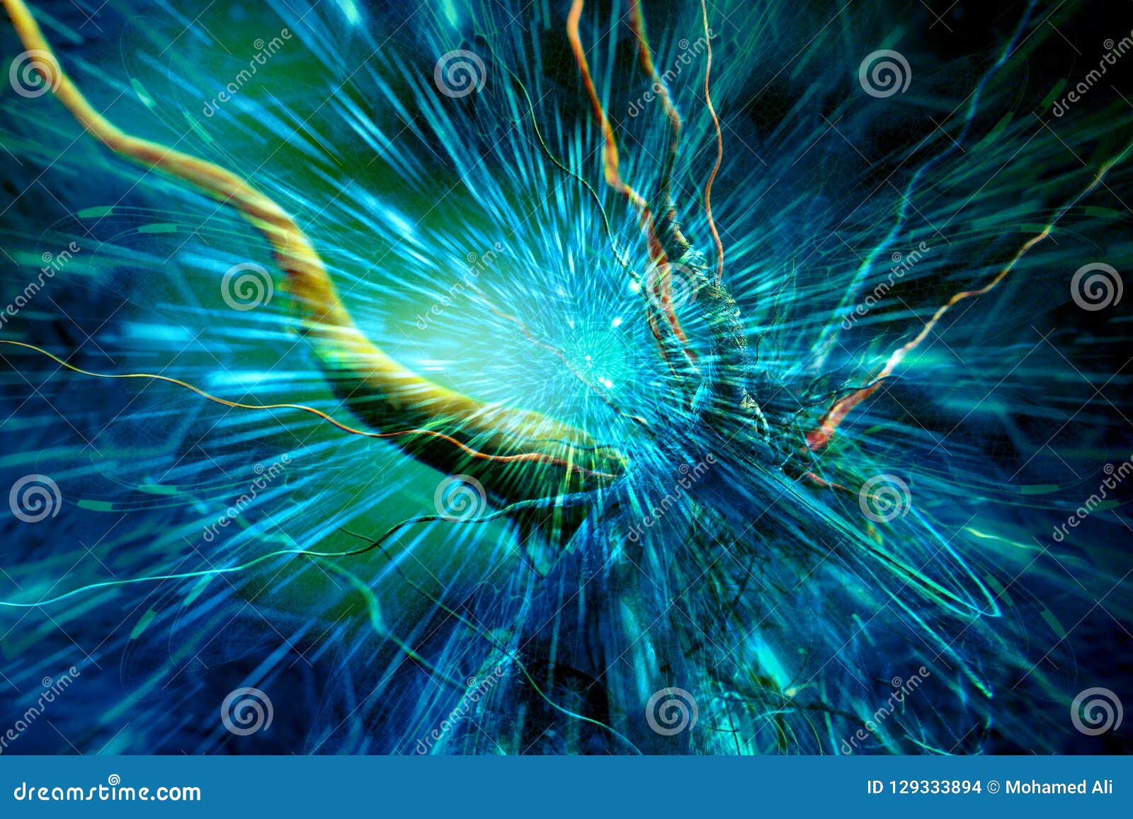 Abstract Artistic Colorful Energized Field of Energy Pursing Out of