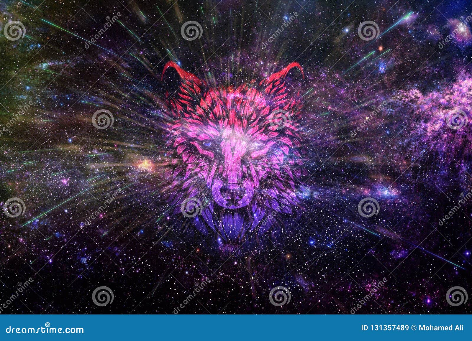 Artistic Abstract Digital Wolf Into A Dark Theme Smooth Galaxy