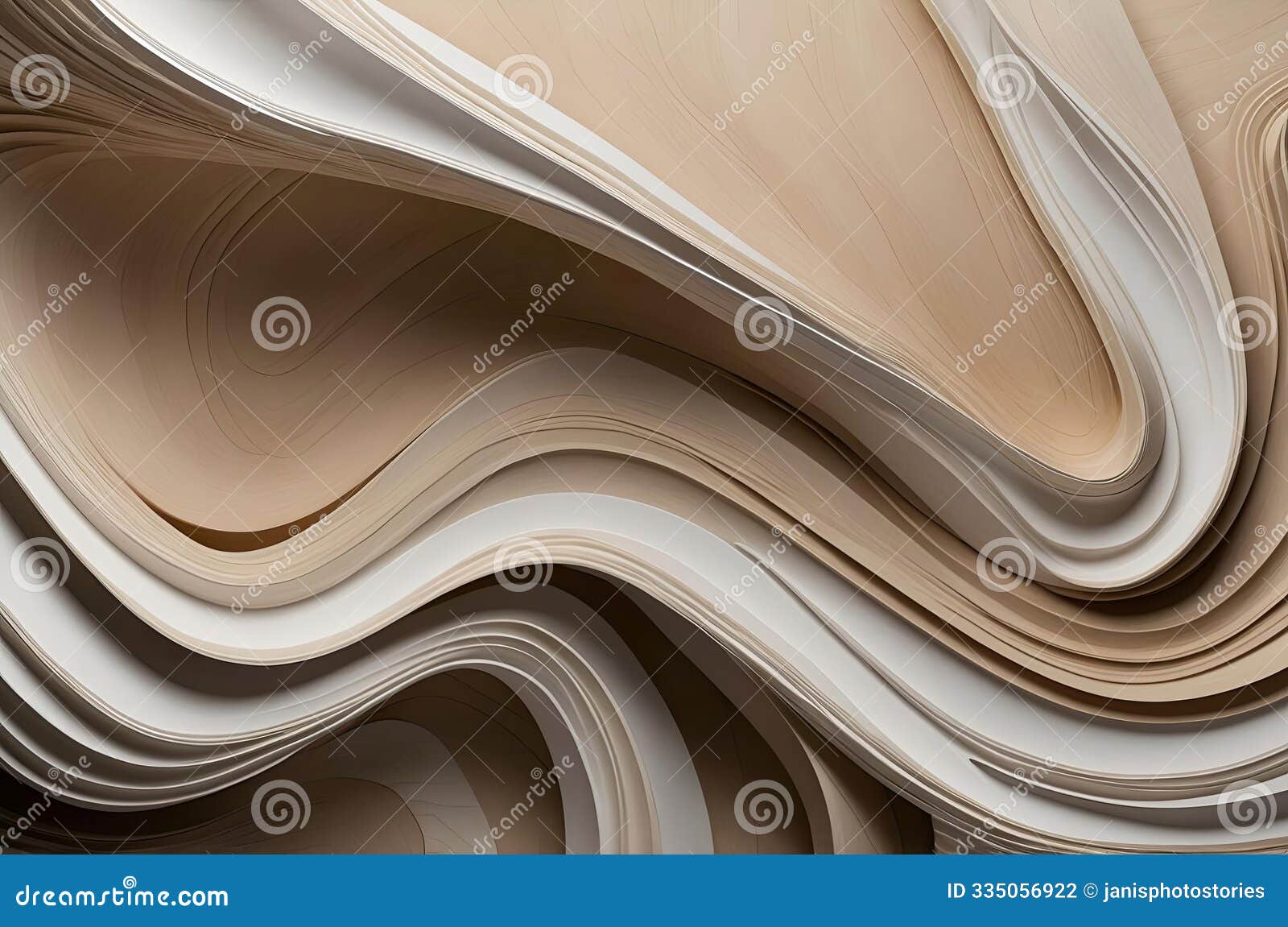 abstract paper waves in beige and white, elegant wall art, contemporary interior decor