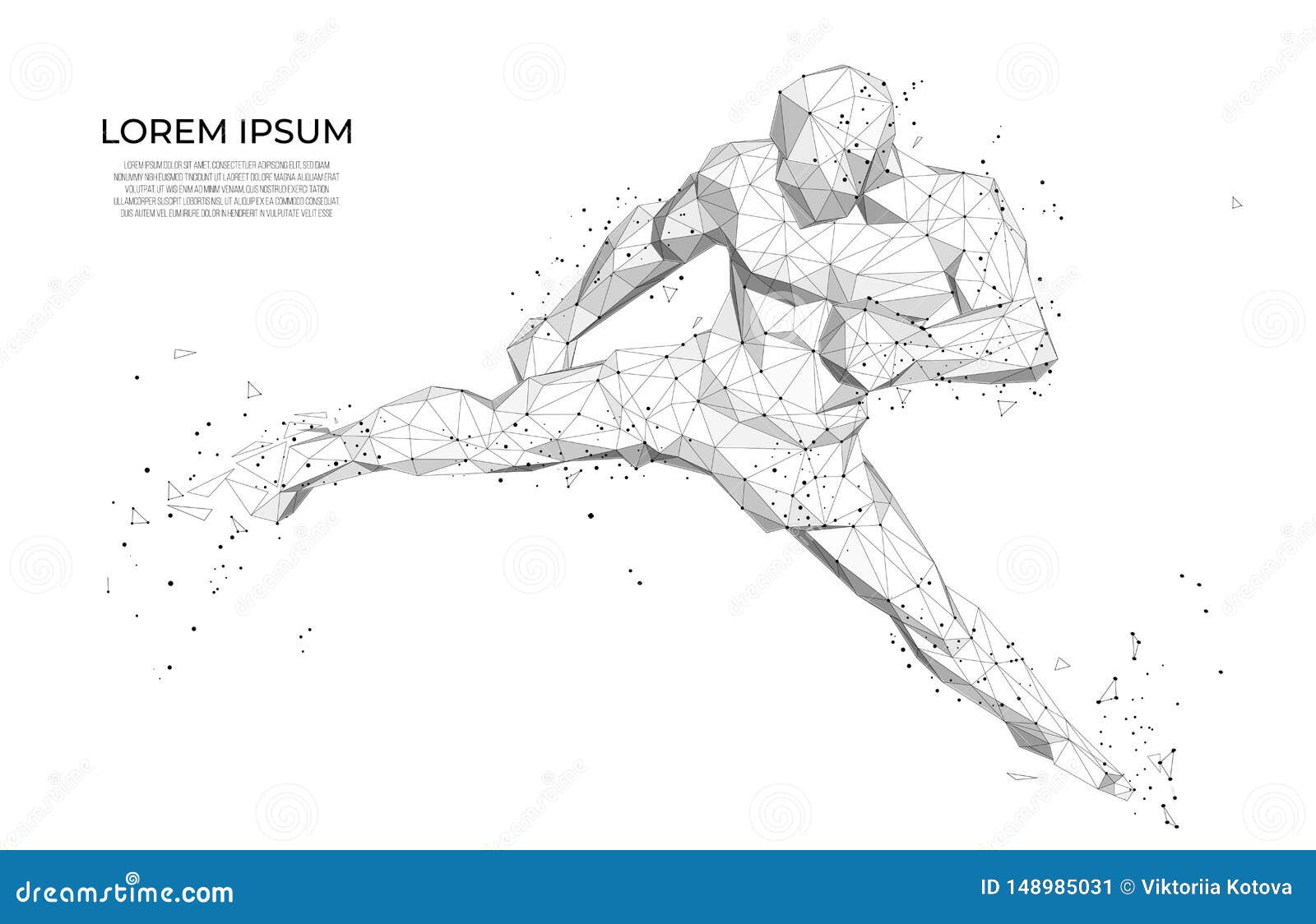 abstract athlete abstract athlete boxer. human body low poly wireframe.  abstract sport, low poly style.