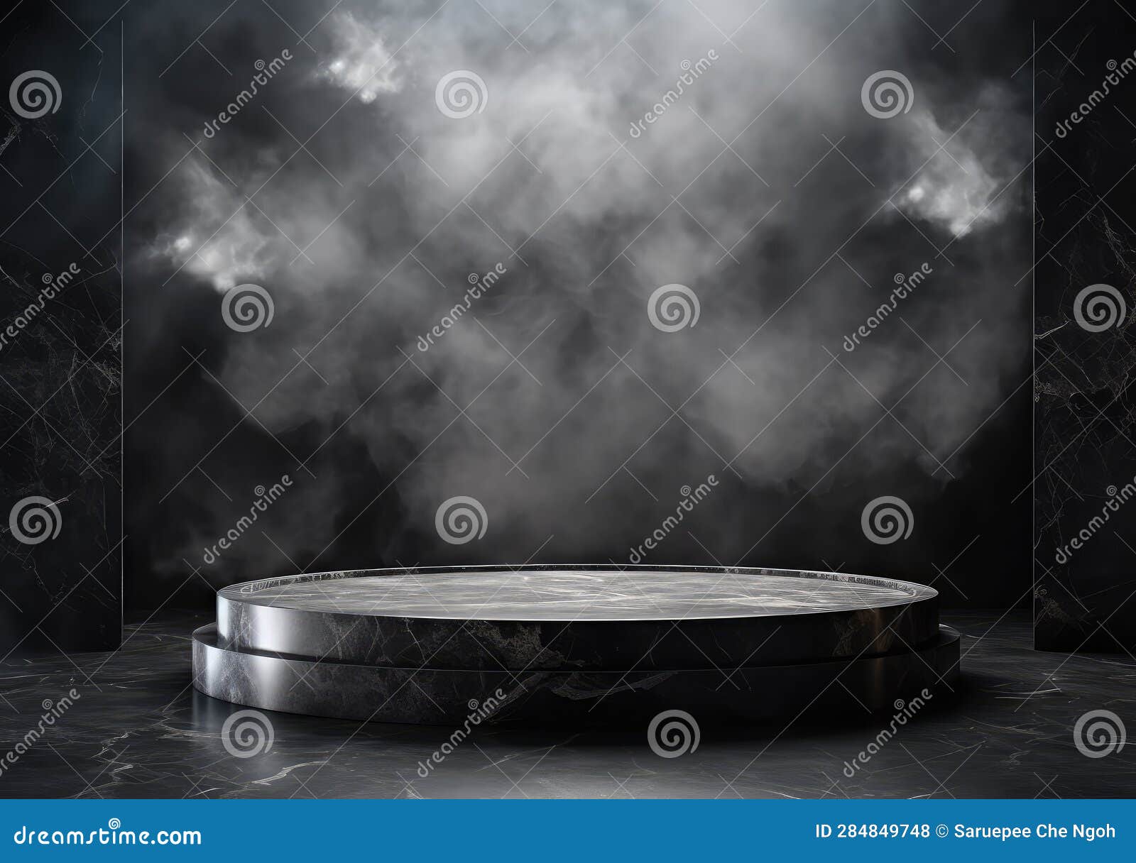 luxurious empty product marble stone podium and forest green leaves on dark background. concept scene stage for promotion, sale,