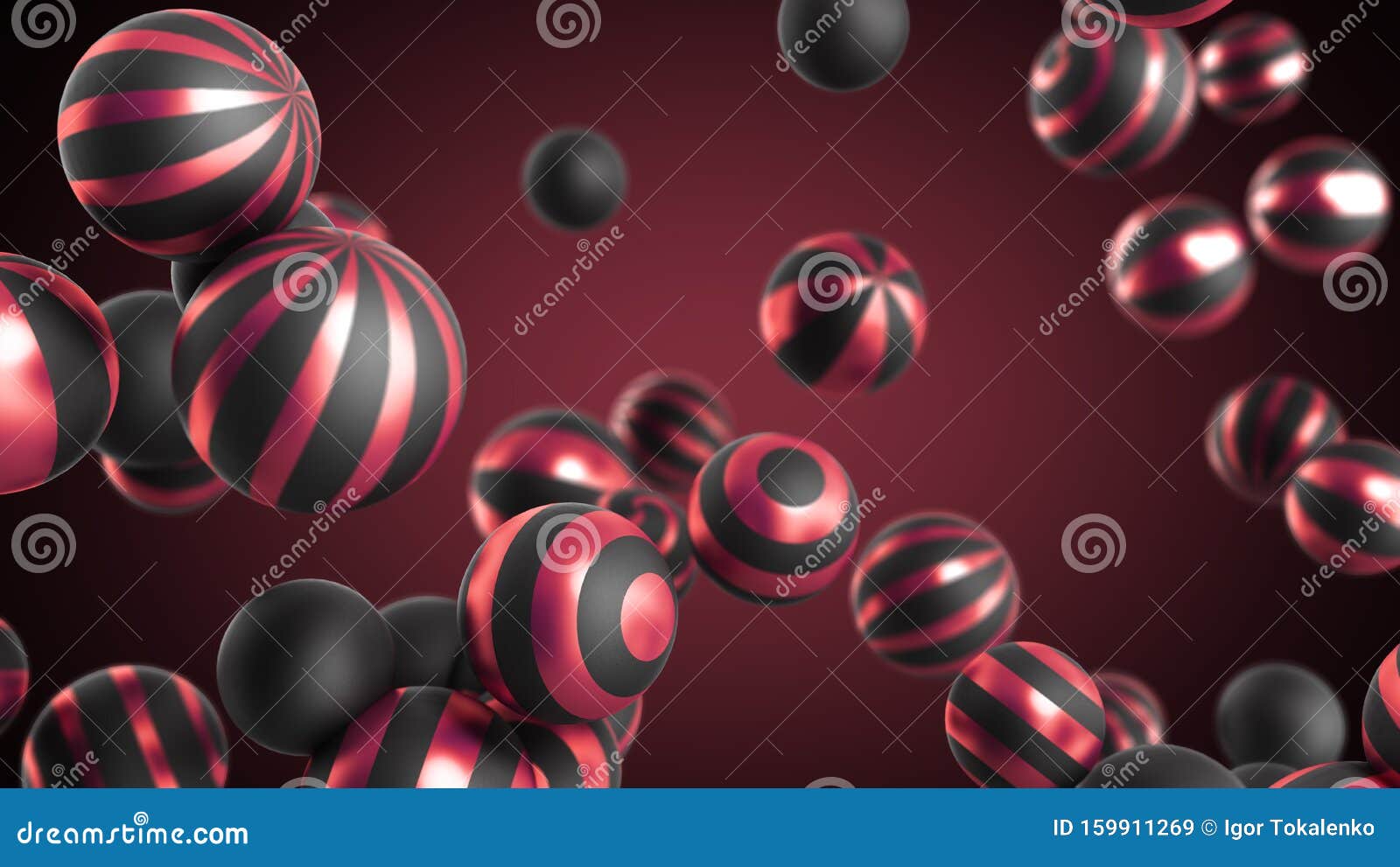 abstract background black spheres on a darck background 3d render
