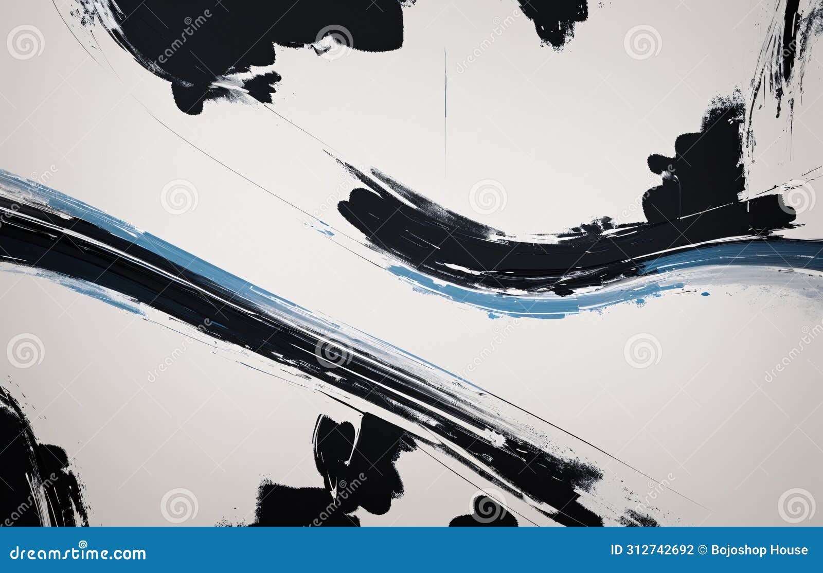 Abstract Background with Blue and Black Paint Brush Stock Illustration