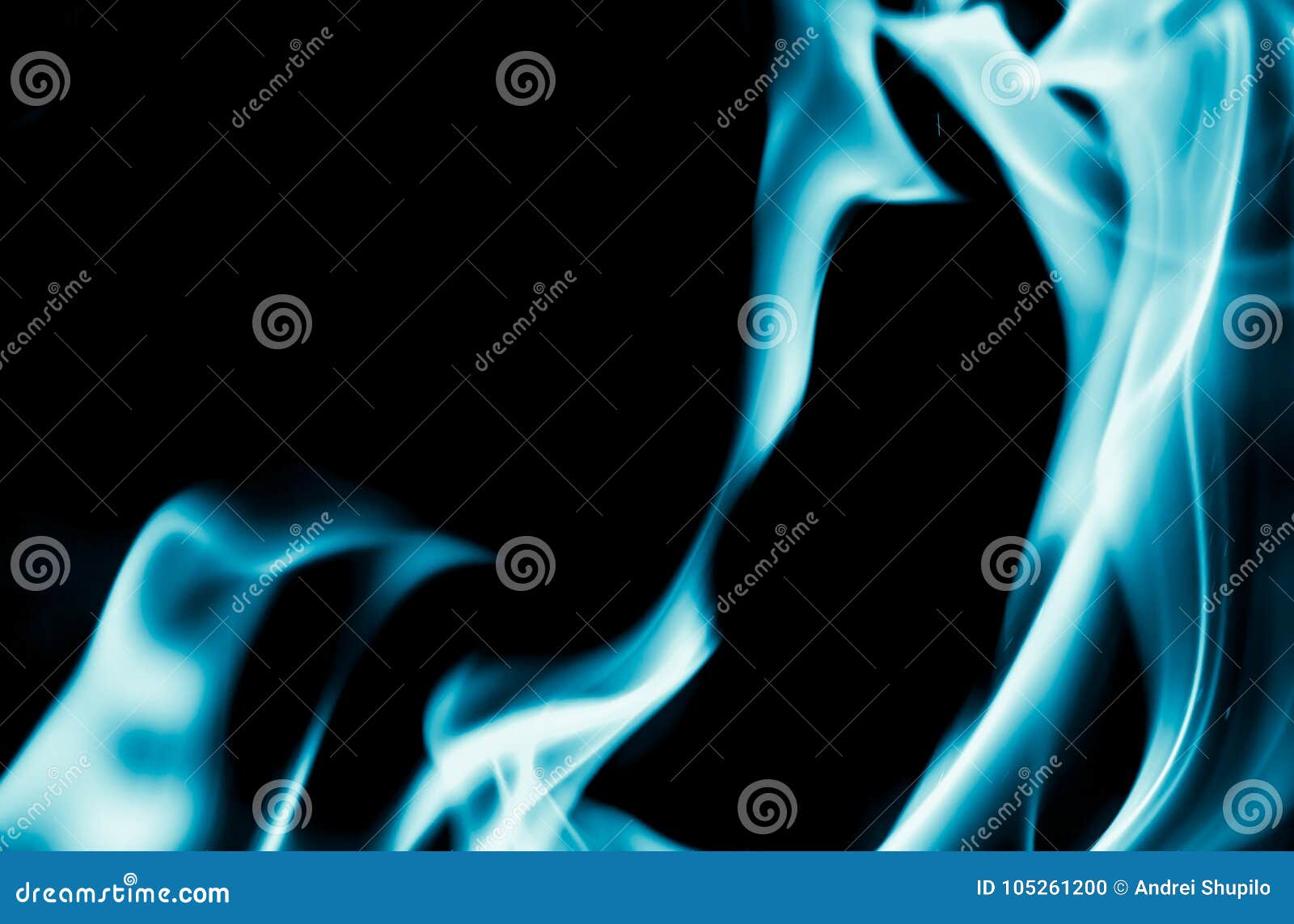 Abstract Background of Blue Flame Fire on Black Background Stock Photo