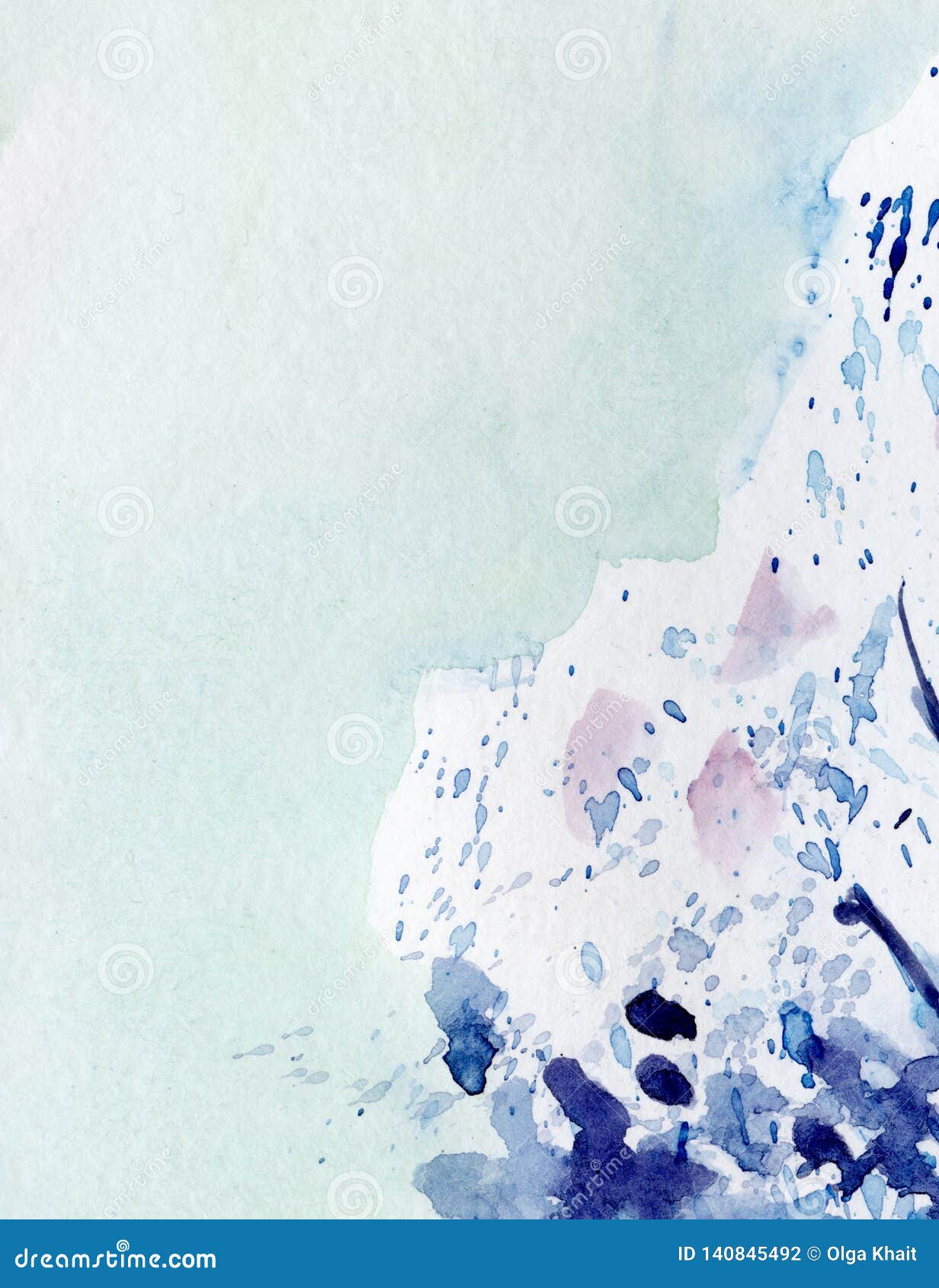abstract background in blue-green turquoise gamut. light greenish background fill, bright and dark blue spots. hand-drawn