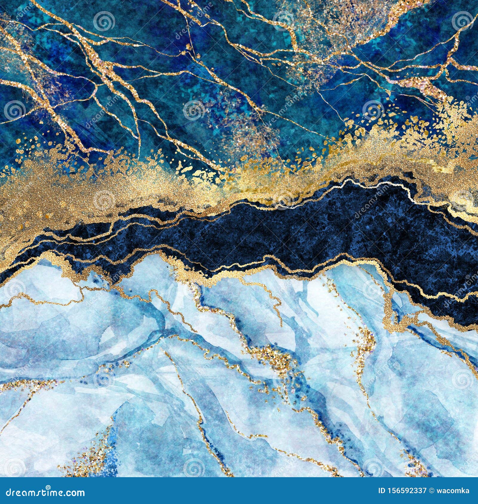 Abstract Background, Blue Marble, Fake Stone Texture, Liquid Paint, Gold  Foil and Glitter, Painted Artificial Marbled, Marbling Stock Image - Image  of gold, marbling: 156592337