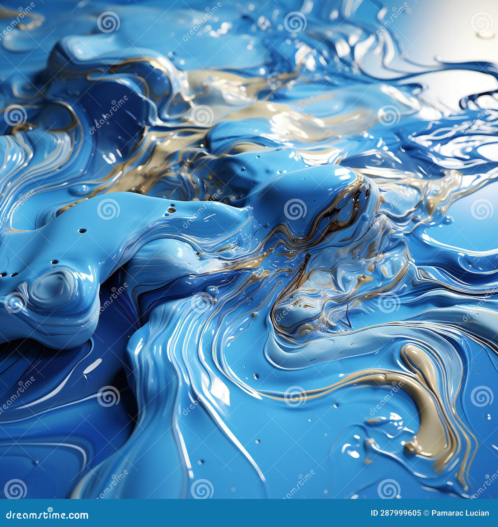 Abstract Background of Blue Oil Paint Splashing on a Water Surface