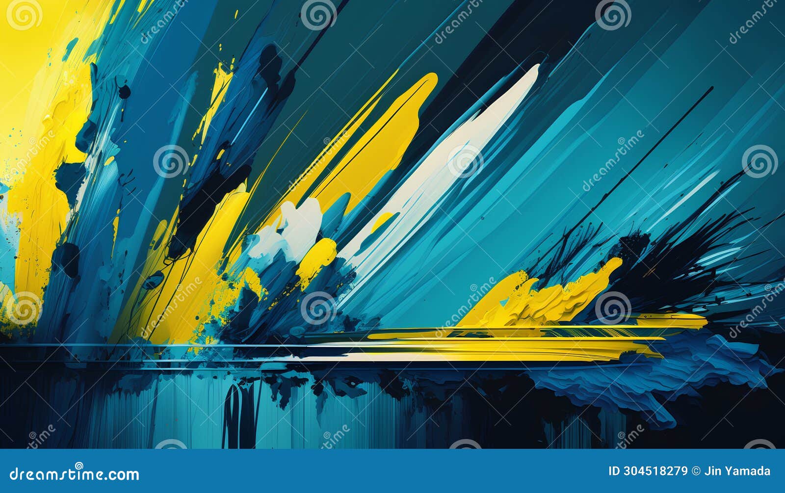Abstract Background with Blue, Yellow and Black Splashes. Vector