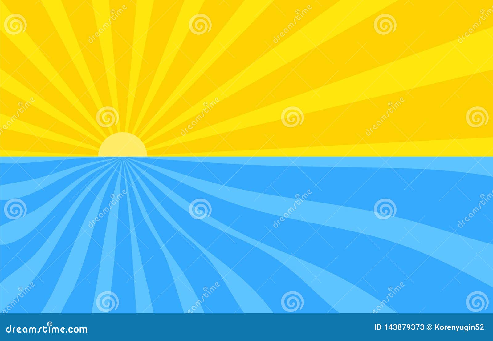 Abstract Background with Cartoon Rays of Yellow and Blue Color. Sun and  Ocean, Summer Template for Your Projects Stock Vector - Illustration of  pattern, poster: 143879373