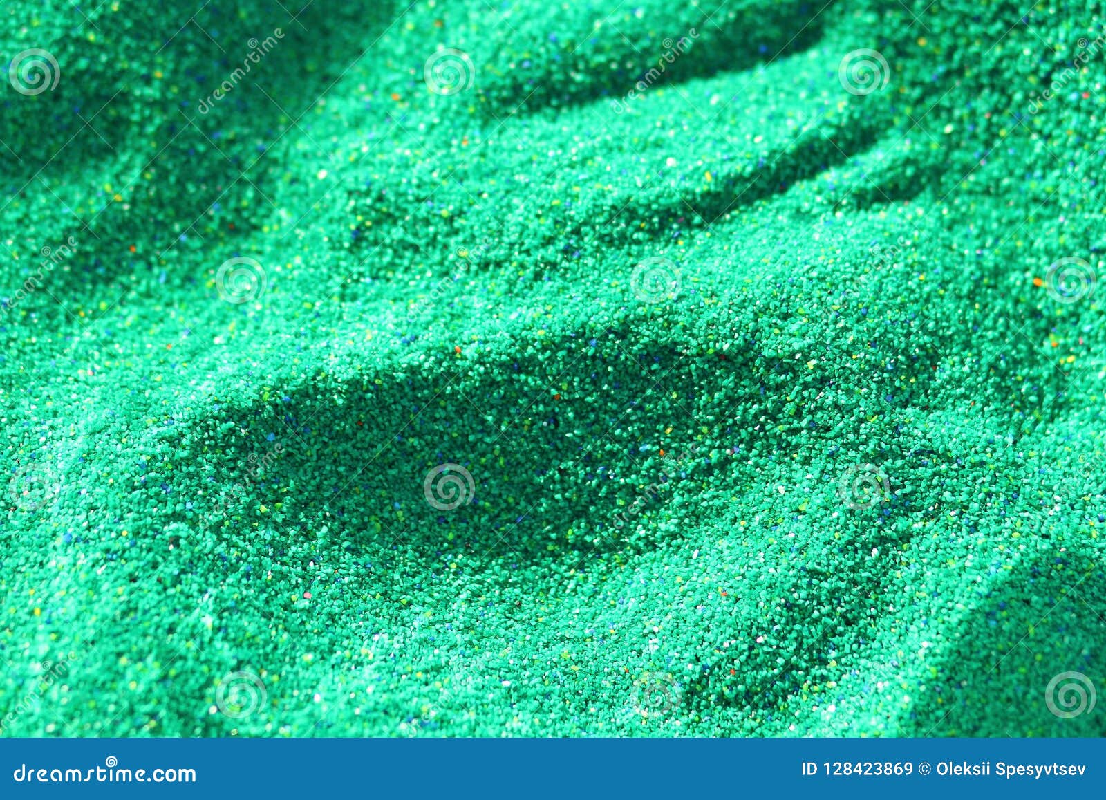 Abstract Background of Colorful Green Sand for Art Therapy Stock Image