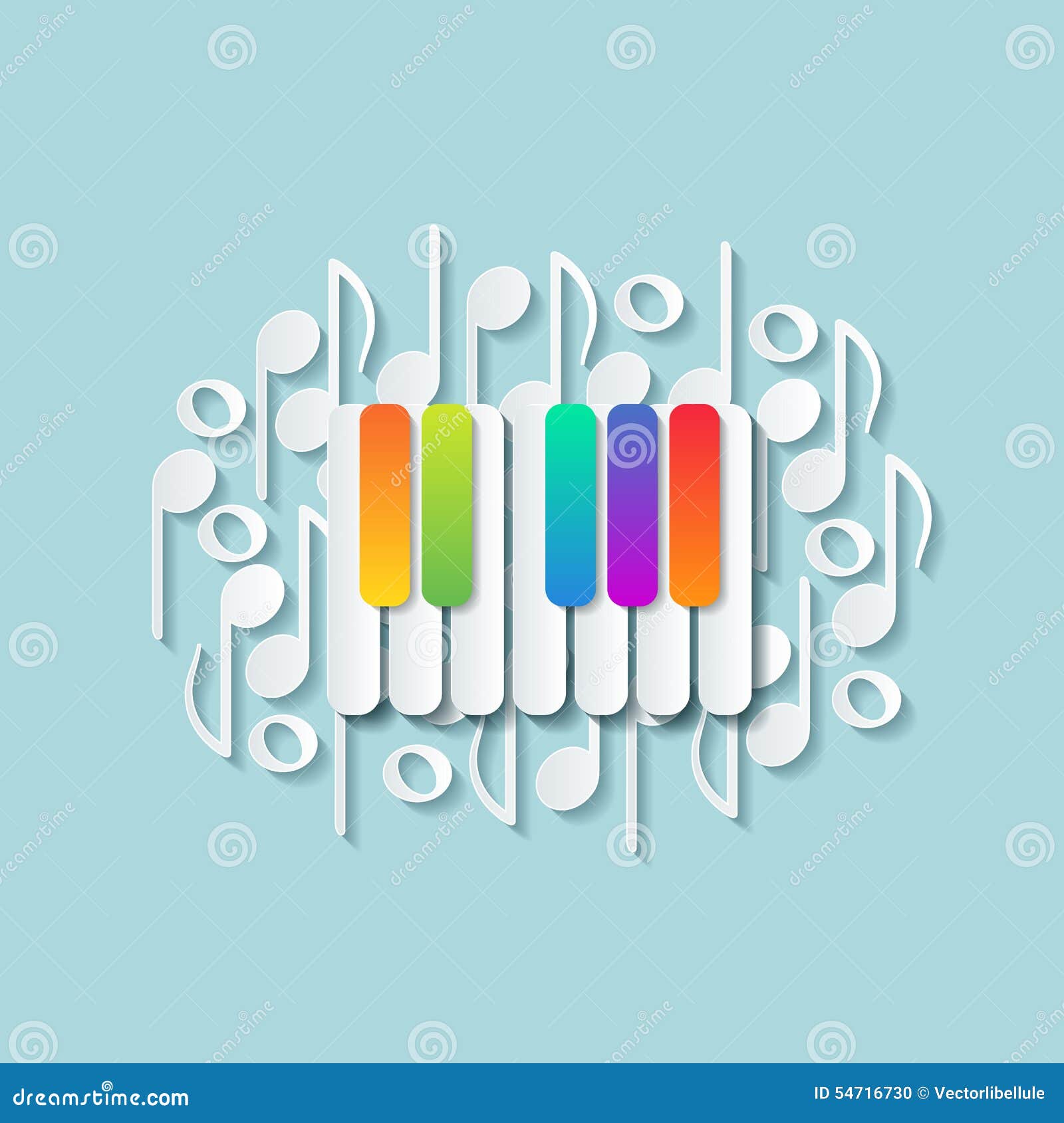 abstract background with colorful keys of pianoforte