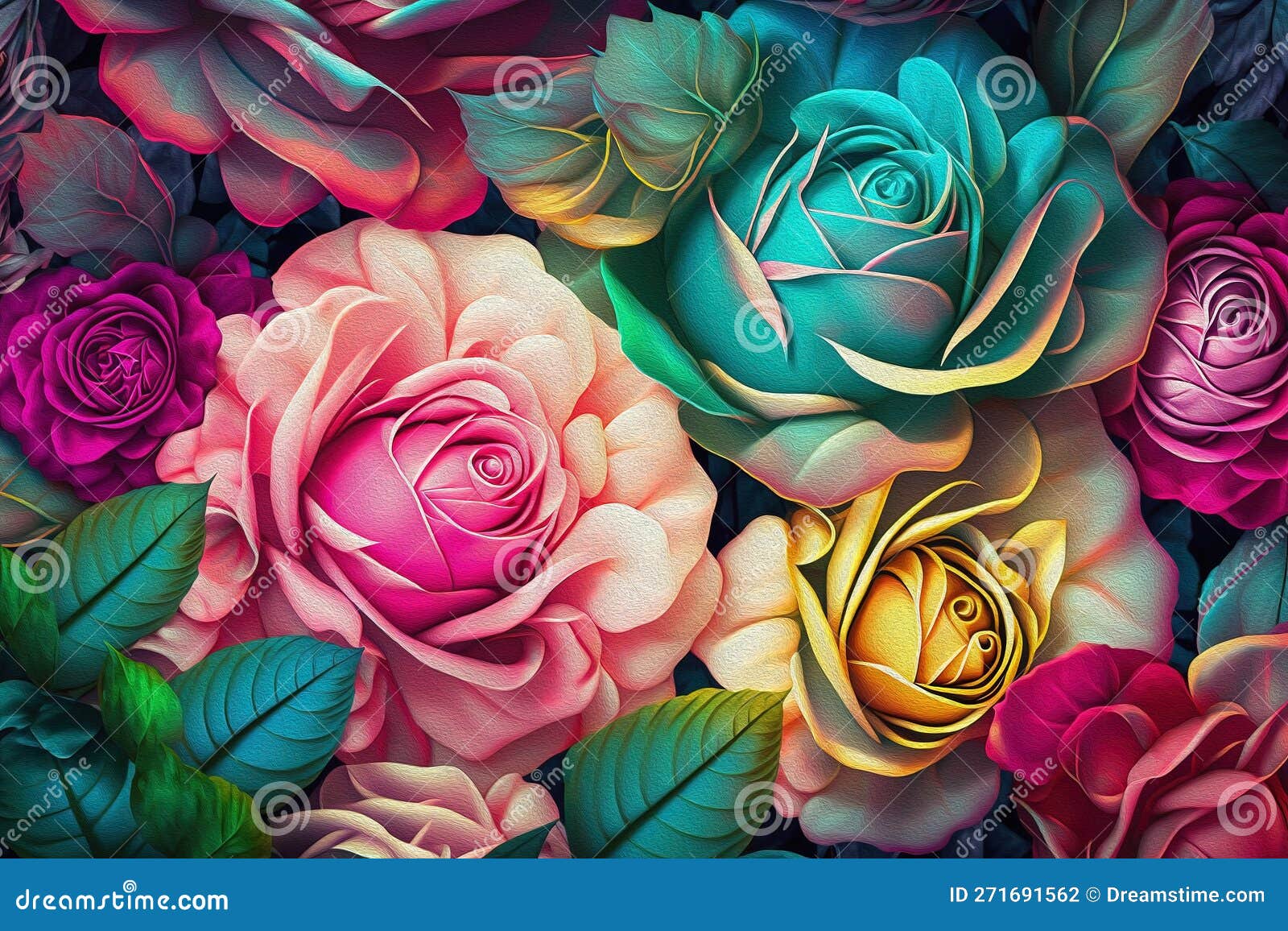 abstract background with colorful rose flowers .ai generated 