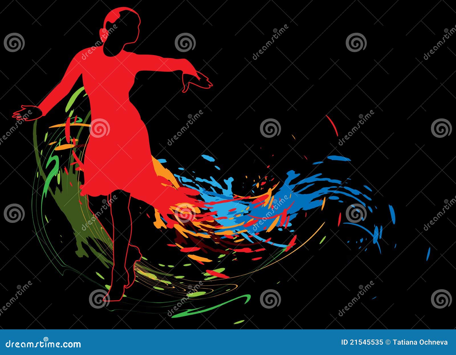 Abstract Background with Dancing Girl Stock Illustration Illustration