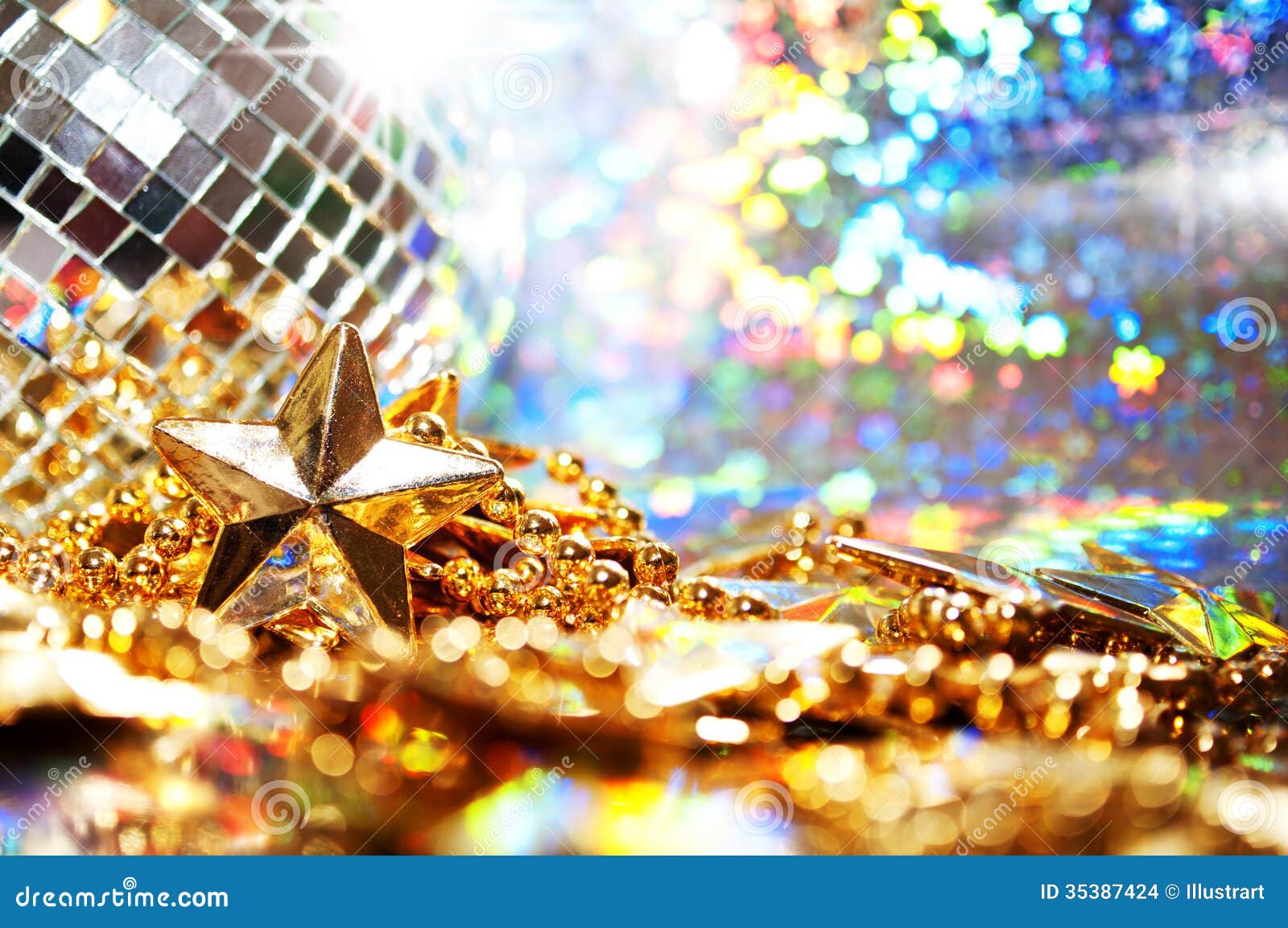 Abstract Background with Disco Ball and Star Stock Photo Image of