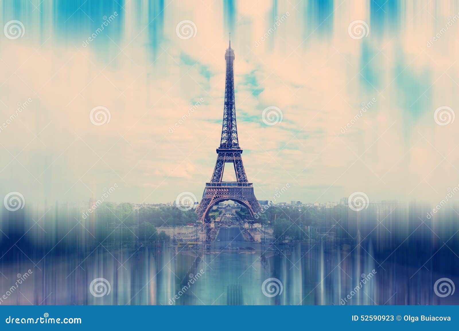 Abstract Background. the Eiffel Tower in Paris Radial Zoom Blu Stock
