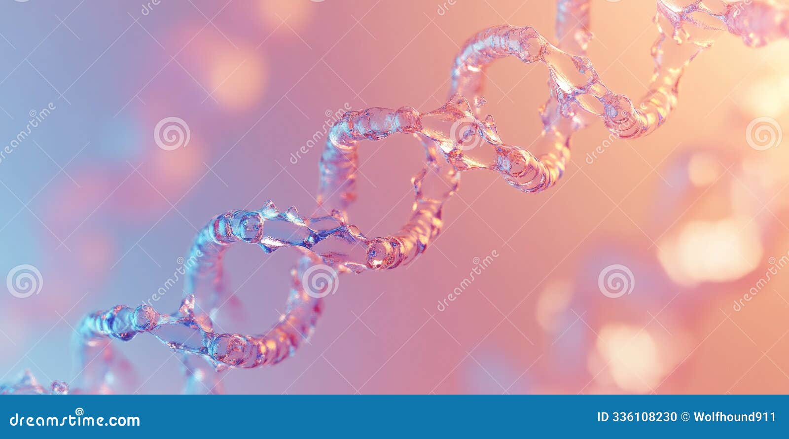 an abstract background featuring a dna strand made of translucent, glass-like material, floating