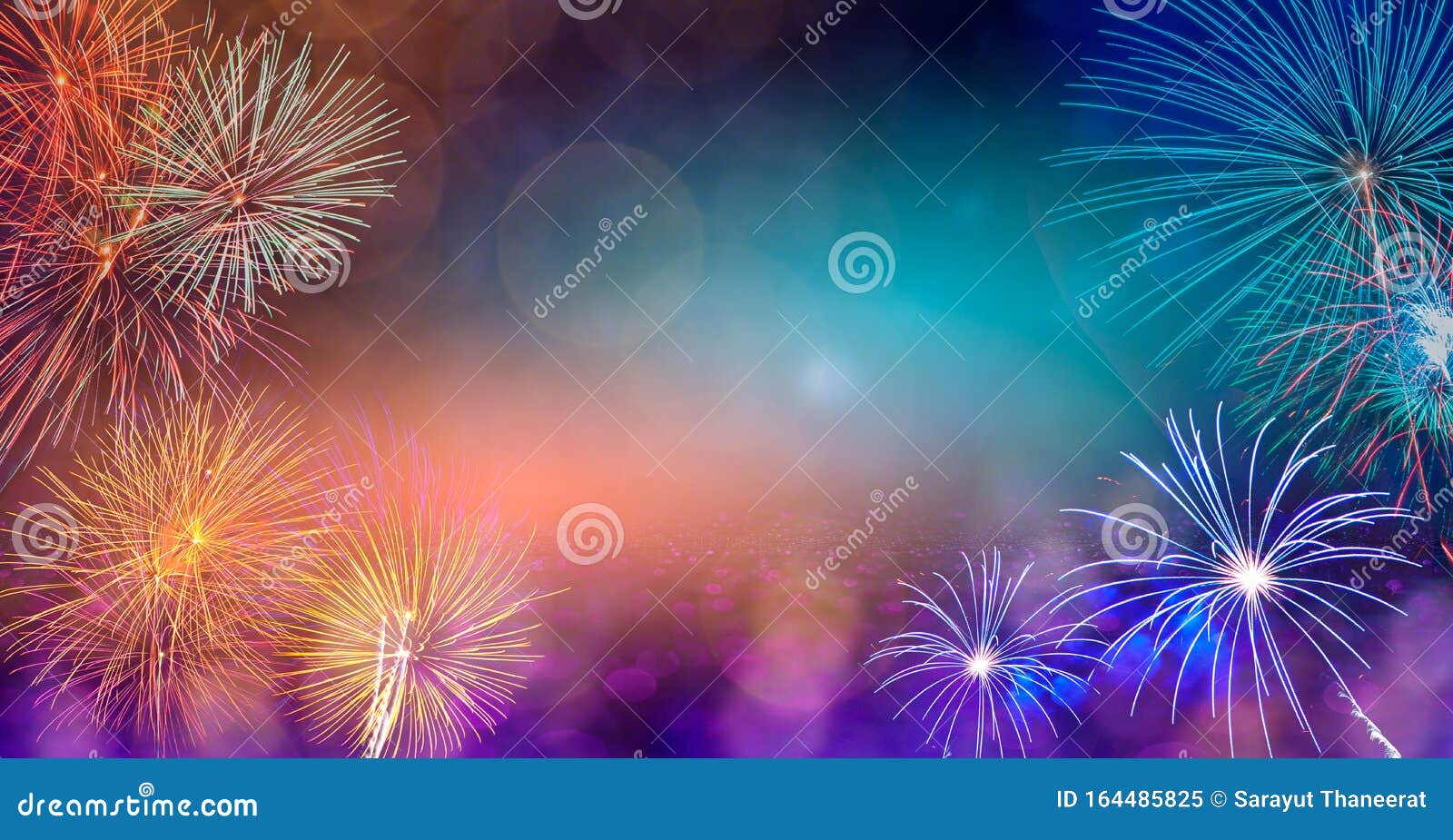 abstract  background with fireworks.background of new years day celebration many colorful