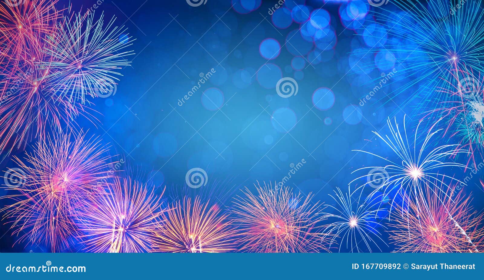 abstract  background with fireworks.background of new years day celebration many colorful