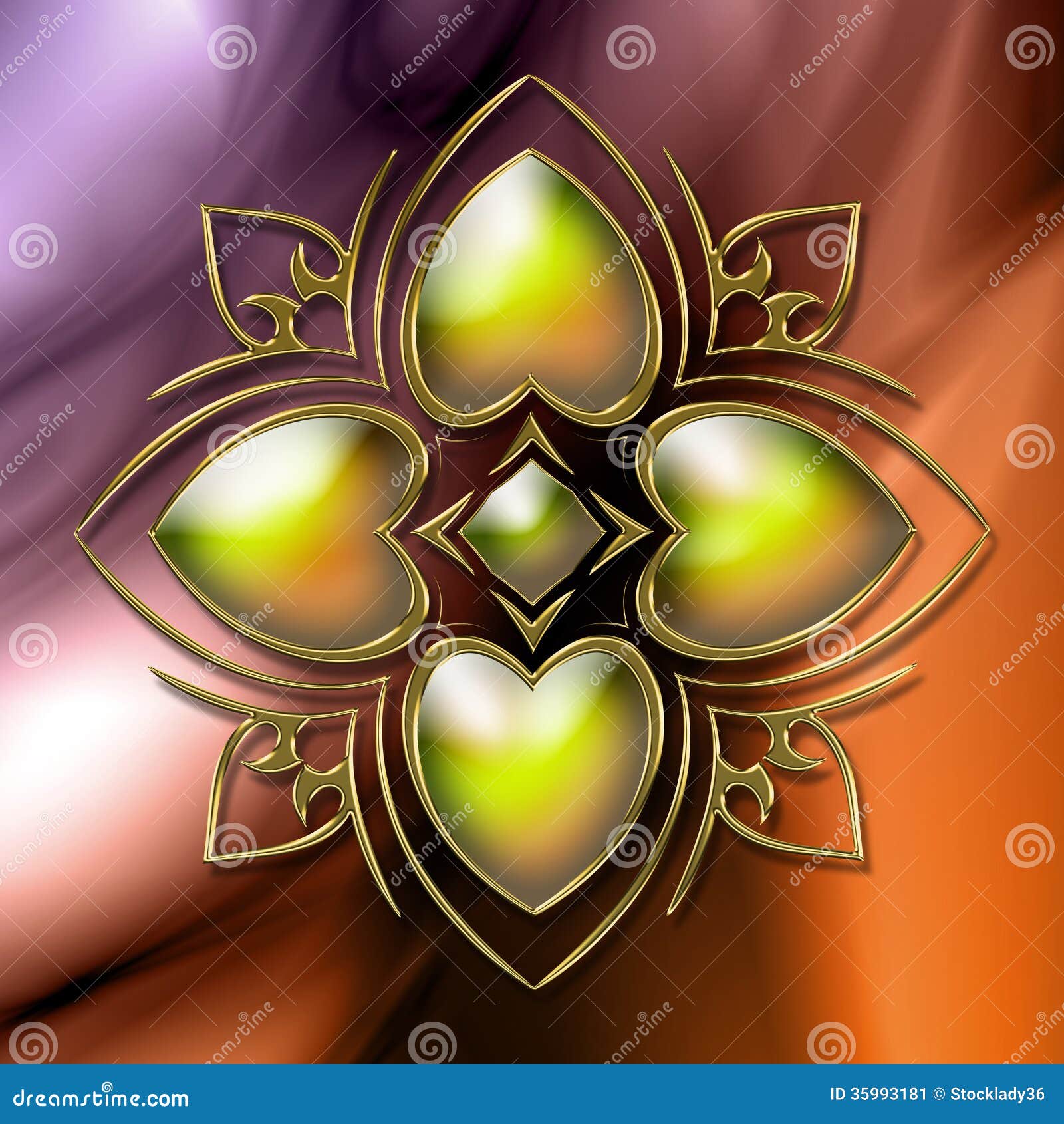 Abstract Background with Gold Embellishment Stock Illustration