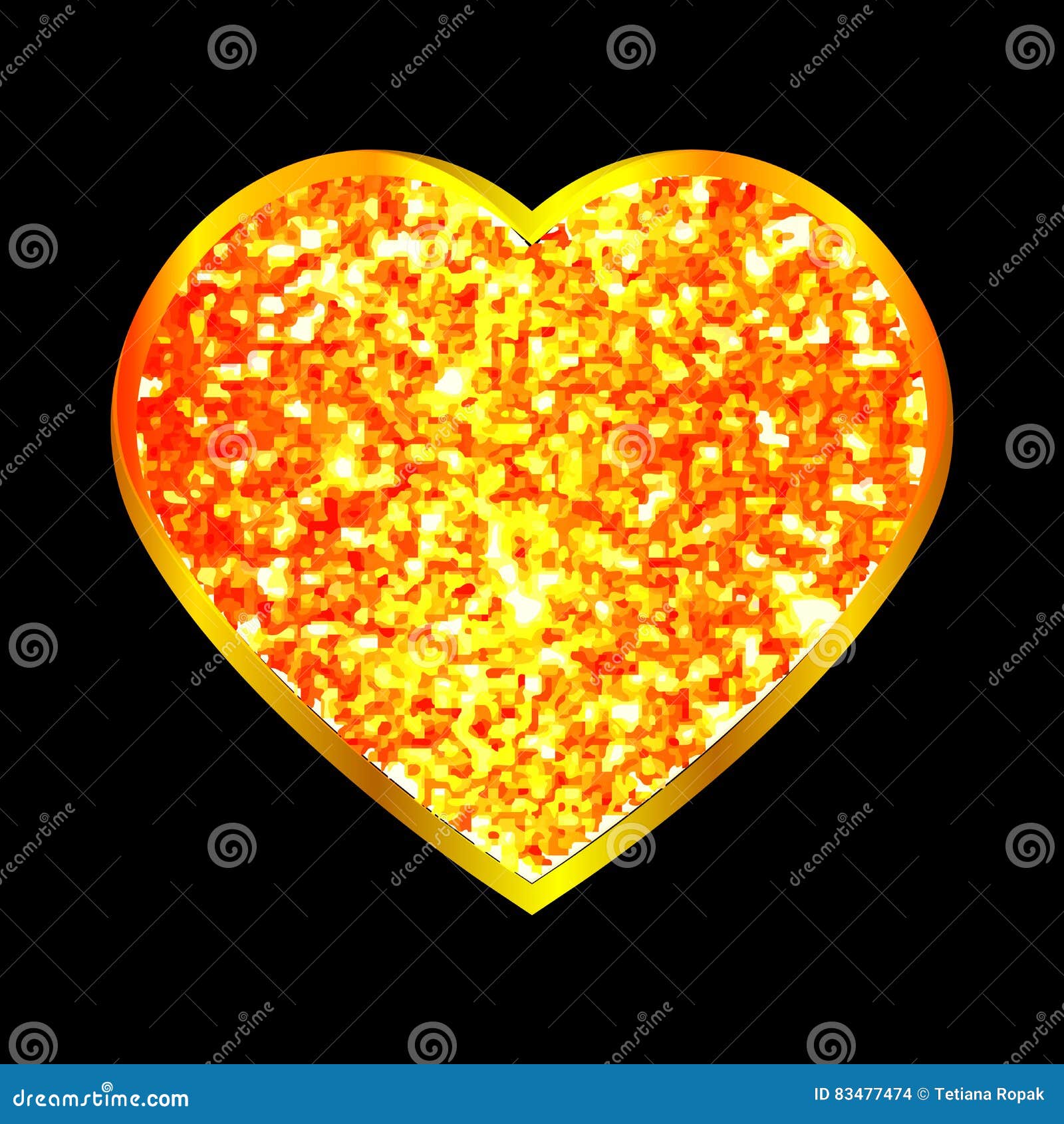 Abstract Background with Gold Glitter Heart. Vector Illustration