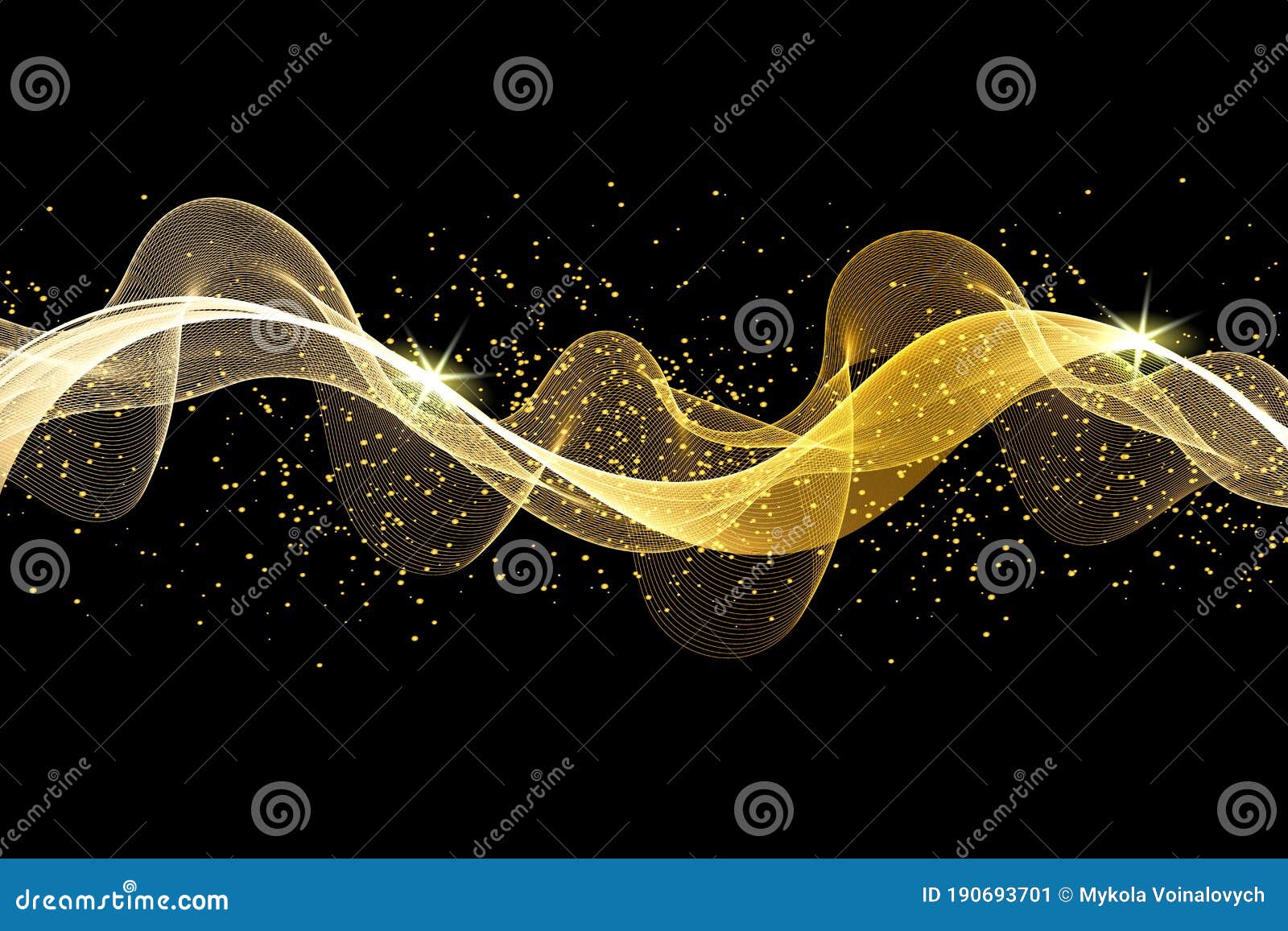 Abstract Background, Gold Glitter, a Stream of Golden Horizontal Lines ...