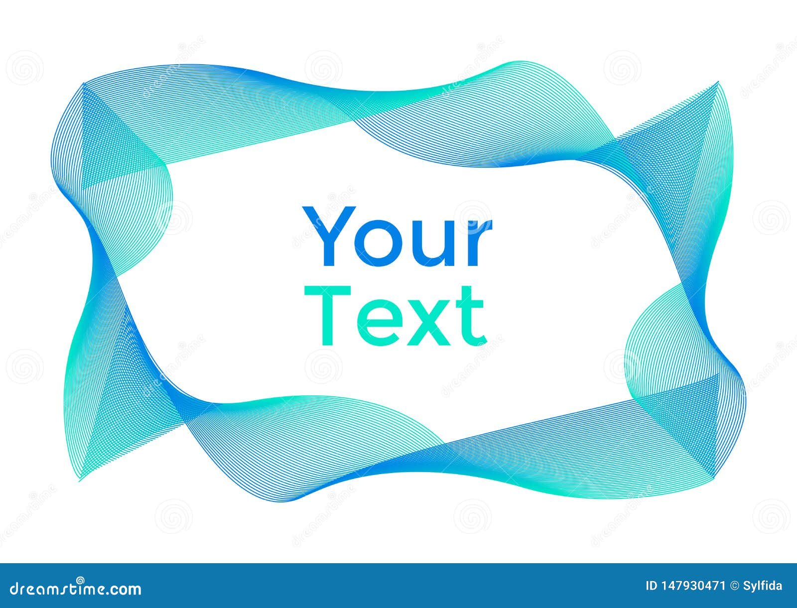Abstract Background with Green and Blue Curves, Frame for Your Text