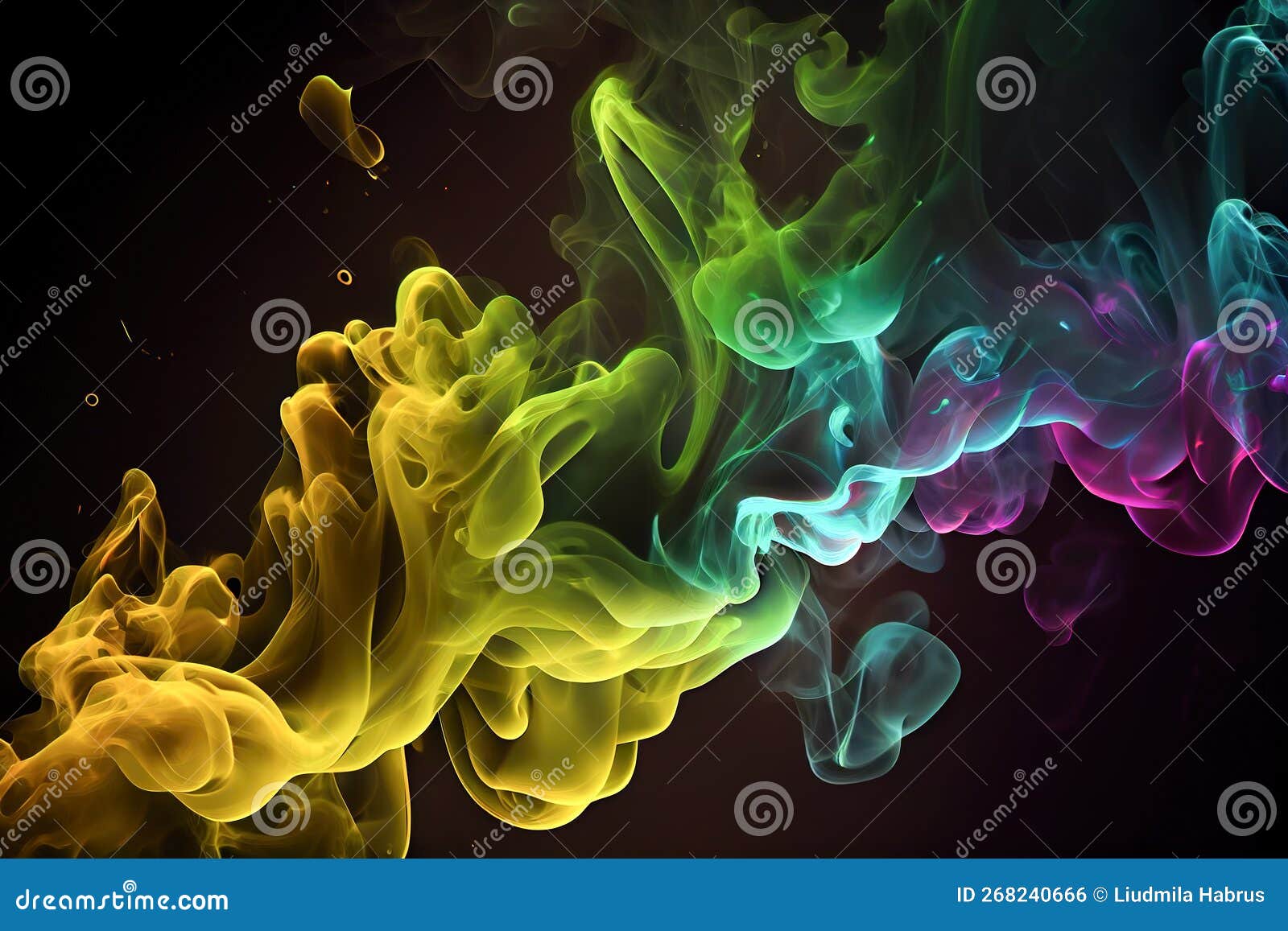 Abstract Background. Green Neon Paint Splash Isolated Black Background