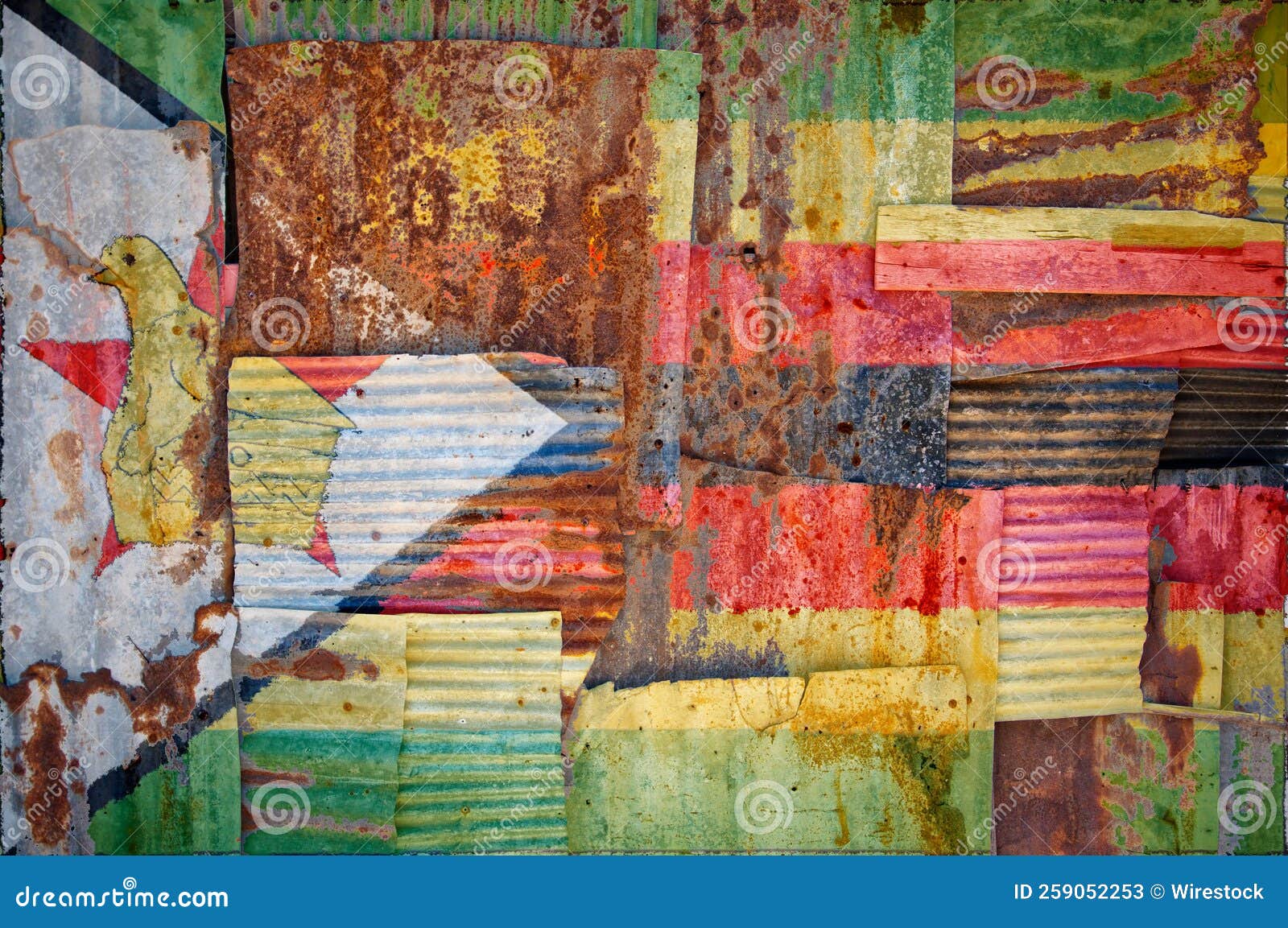 Corrugated Iron Zimbabwe Flag Stock Image Image of grunge, vintage