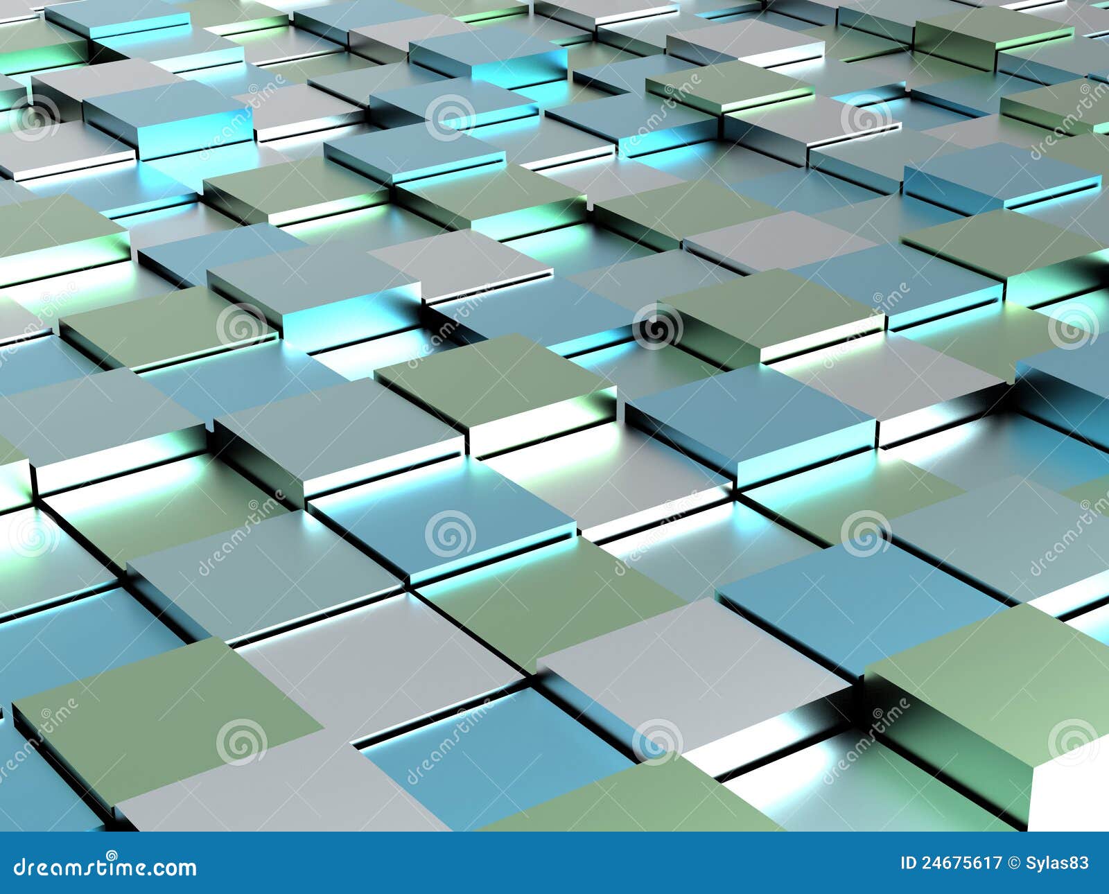 Abstract Background Light Blue and Green Cubes Stock Illustration