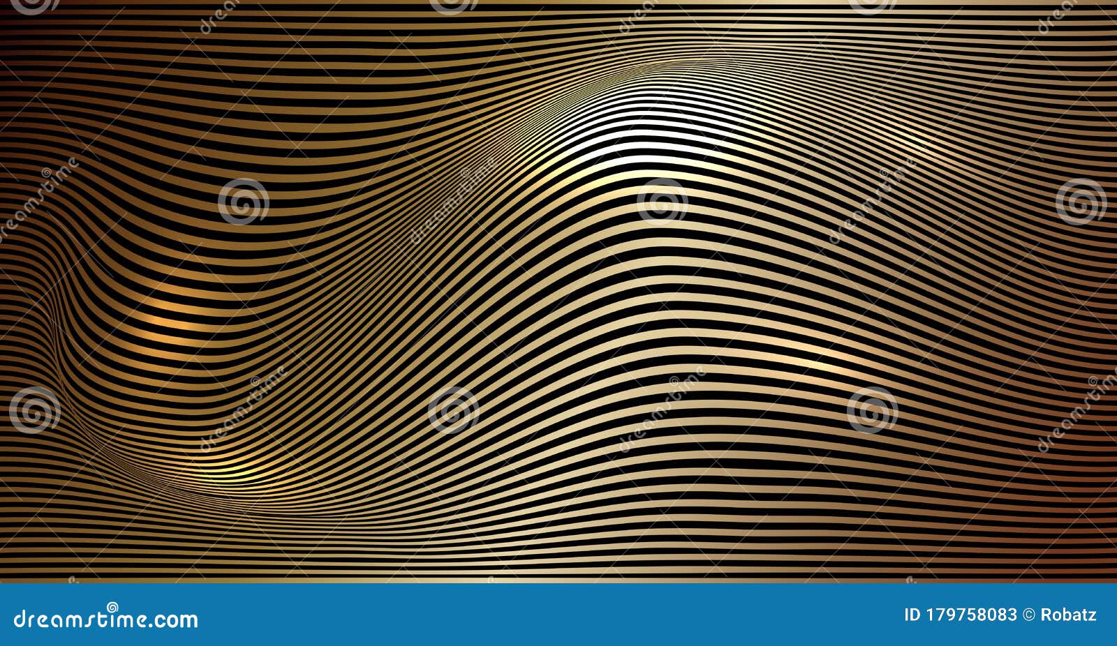 abstract background with metal waves. bright gold stripy metallic backdrop. bronze texture with wavy, curves stripes  banner