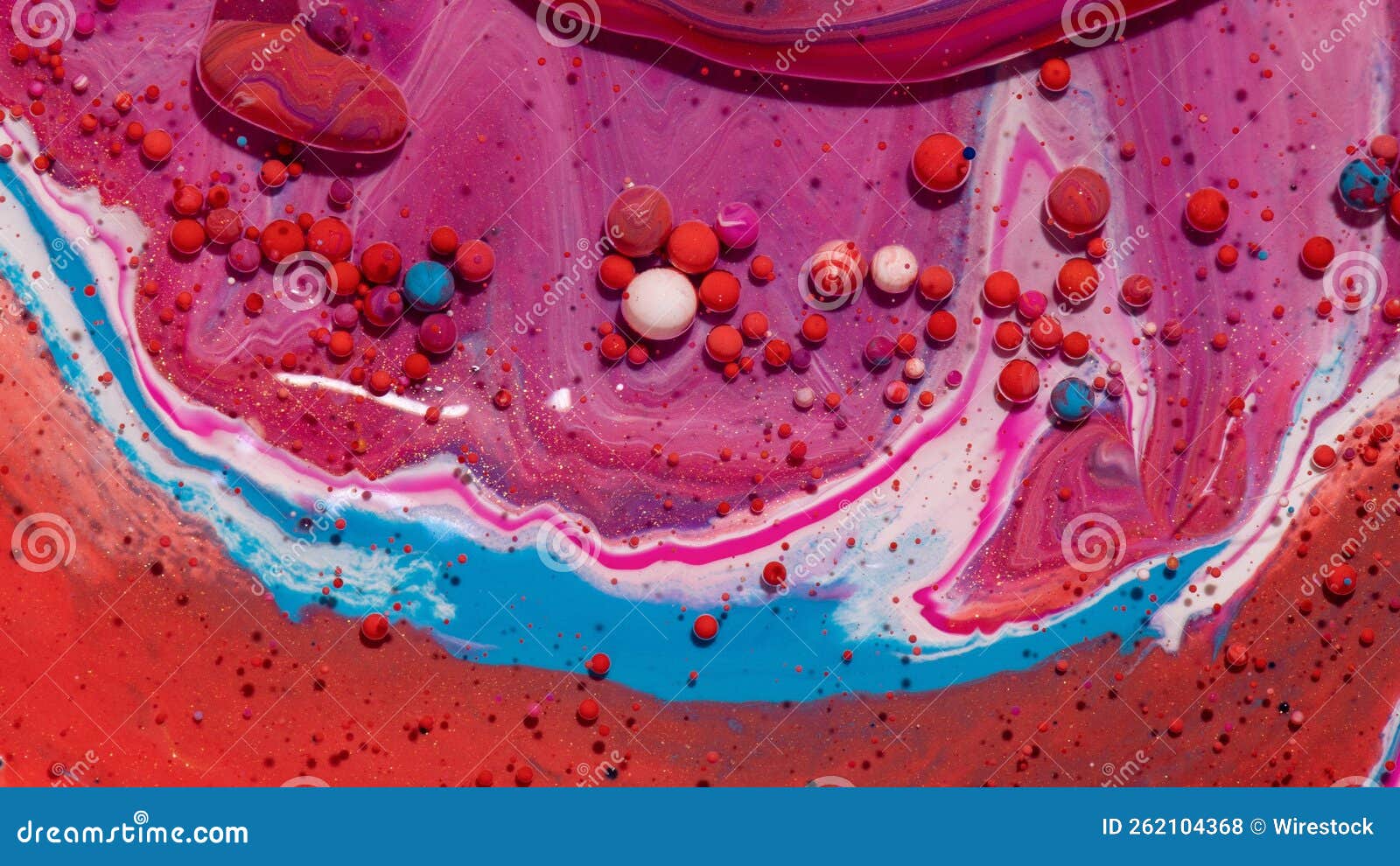 abstract background of mixed red, white, and pink oily paints