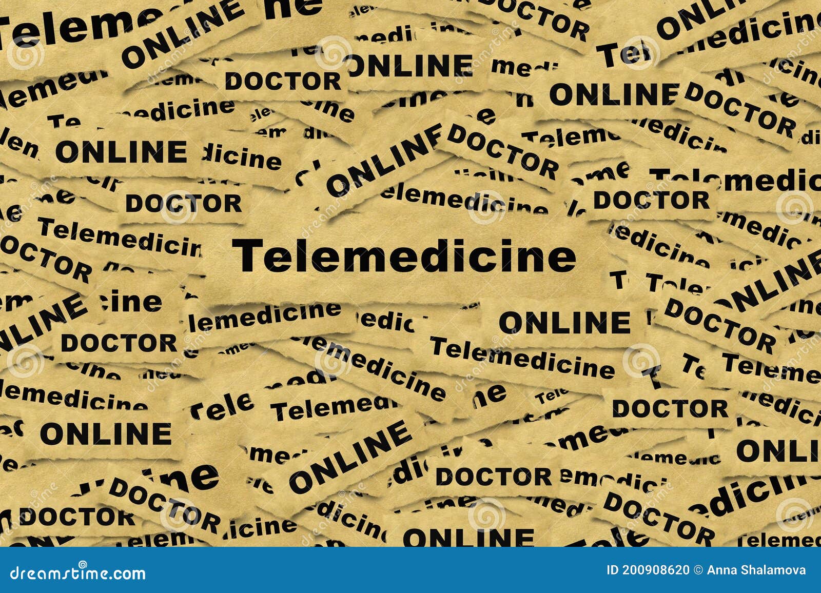 abstract background from pieces of paper with the inscription telemedicine and related words