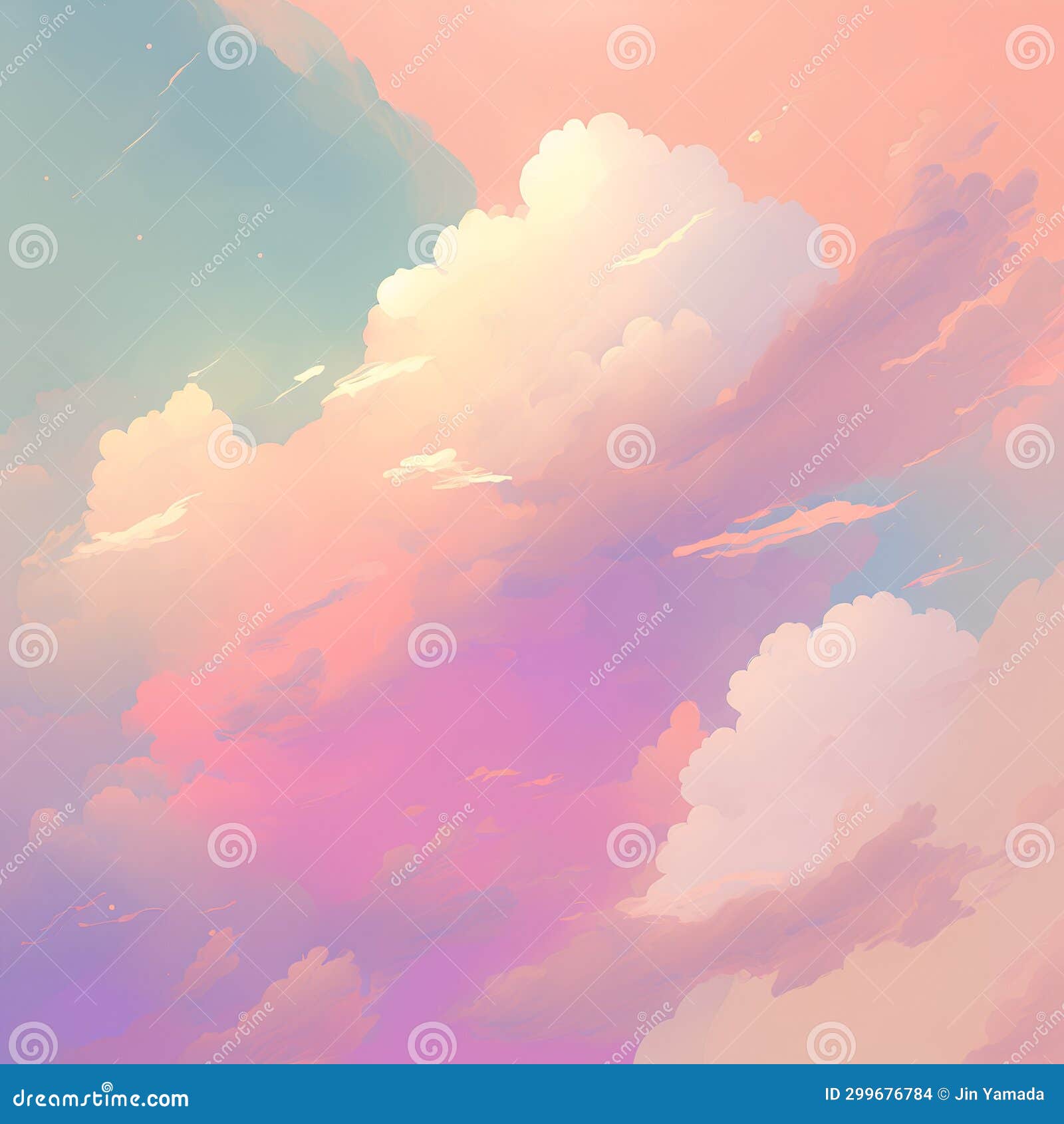 Abstract Background with Pink and Blue Sky and Clouds. Vector