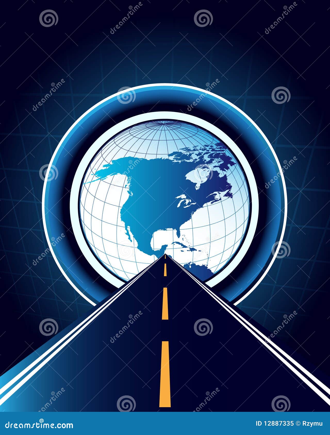 Abstract Background with Road and World Map Stock Vector Illustration